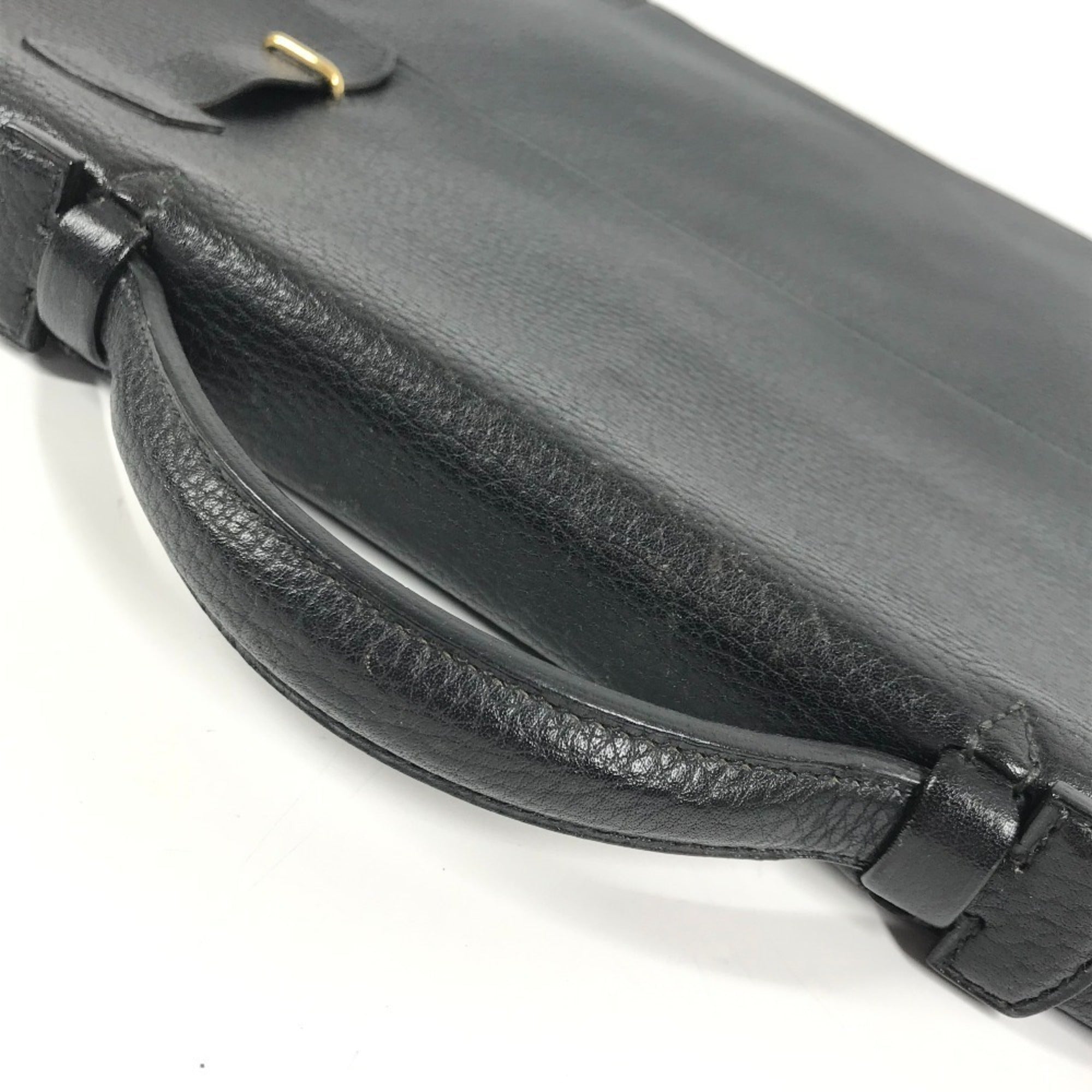 Hermes Black Leather Handbag Tote Bag (Pre-Owned)