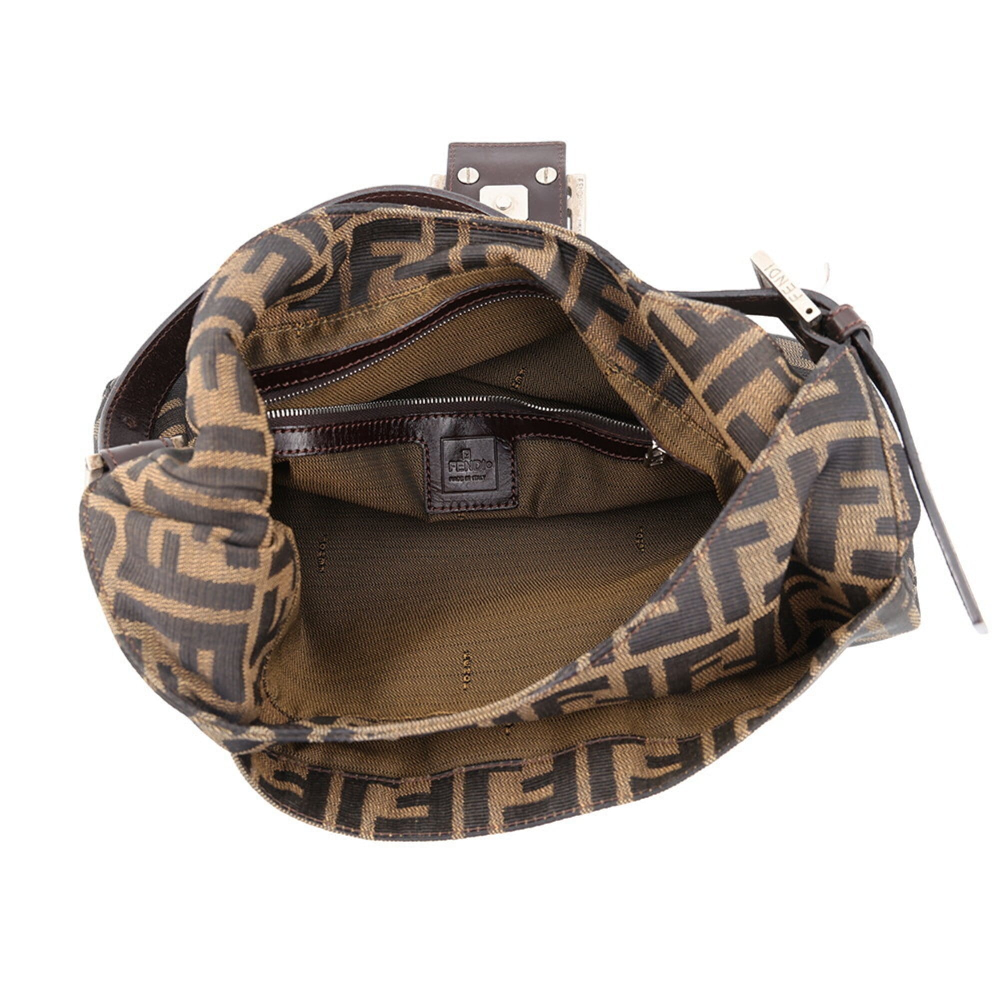 Fendi Zucca Brown Canvas Handbag Shoulder Bag (Pre-Owned)