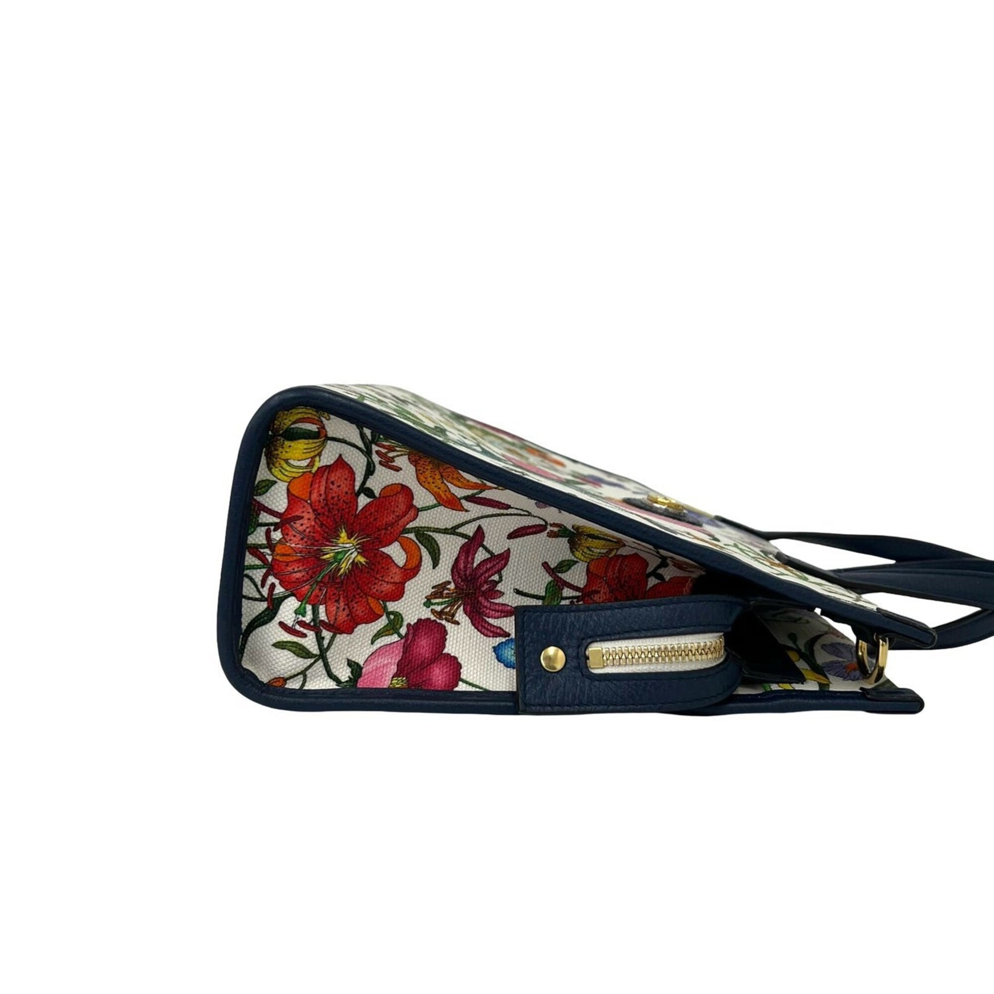 Gucci Multi-Color Navy Canvas Leather Handbag Shoulder Bag (Pre-Owned)