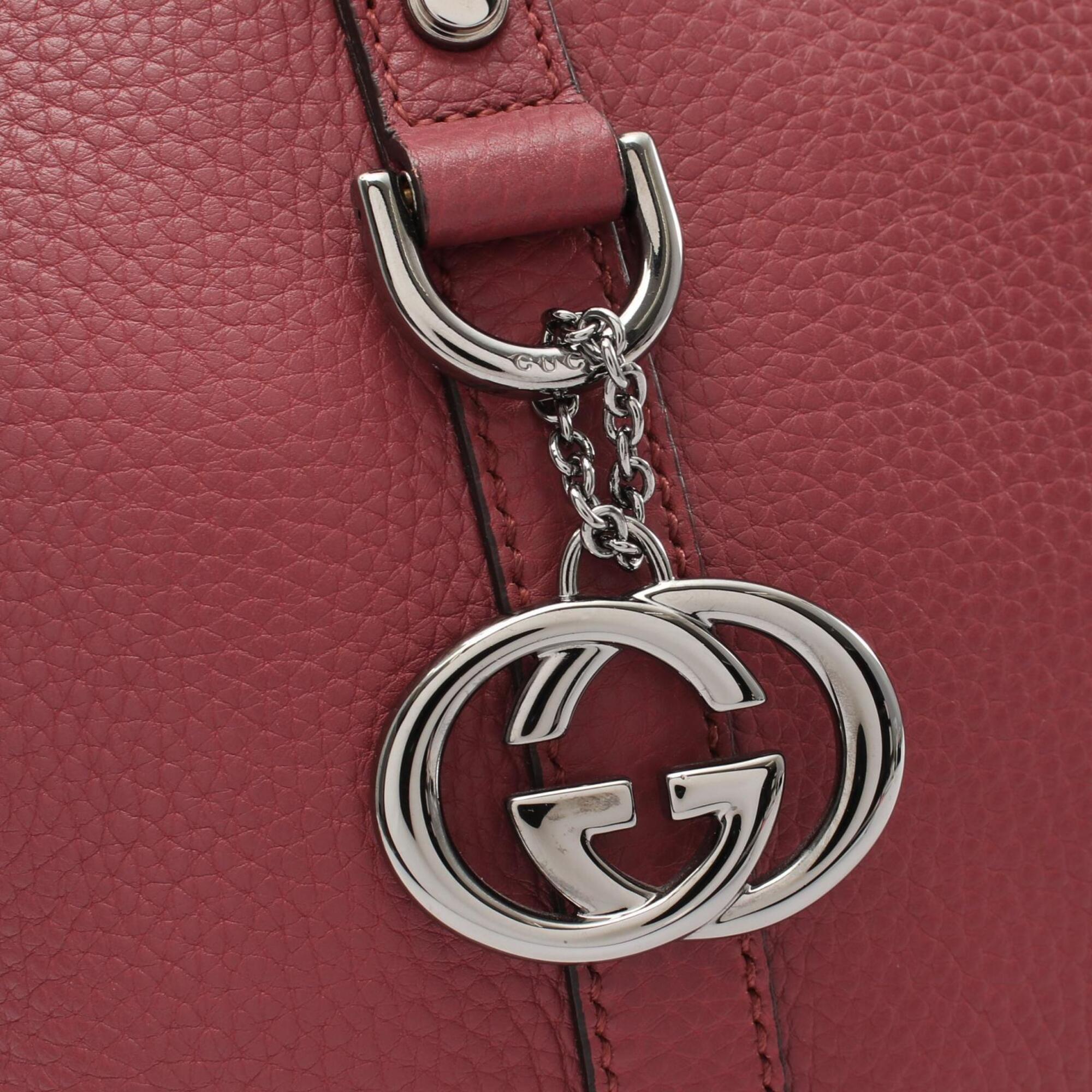 Gucci Bordeaux Leather Handbag Tote Bag (Pre-Owned)