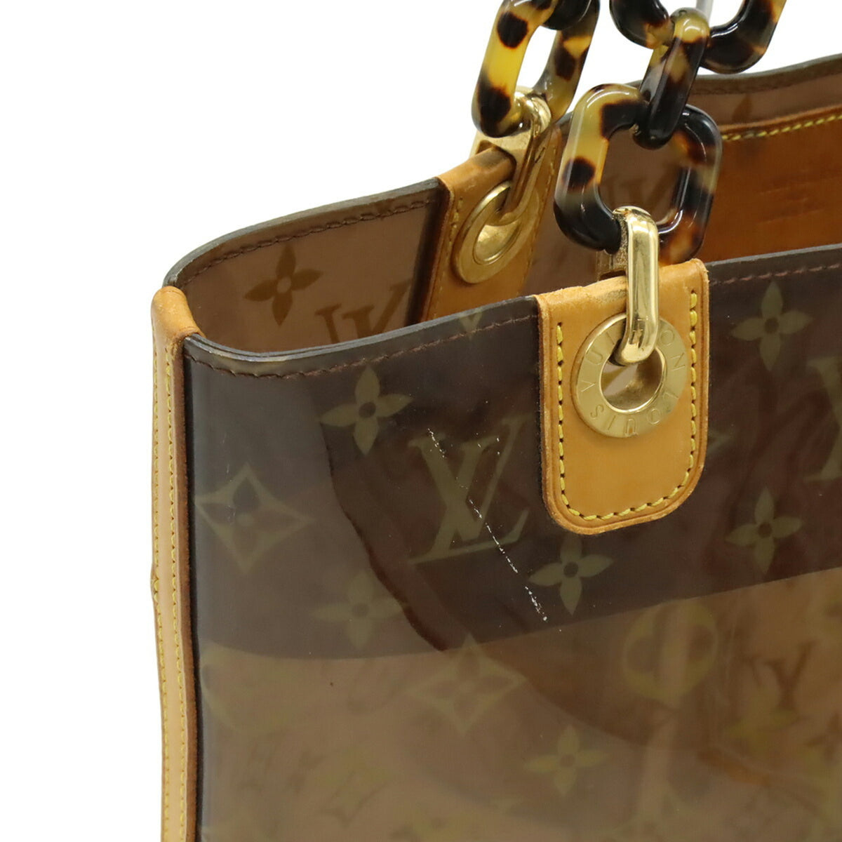 Louis Vuitton Brown Leather Vinyl Pouch Tote Bag (Pre-Owned)