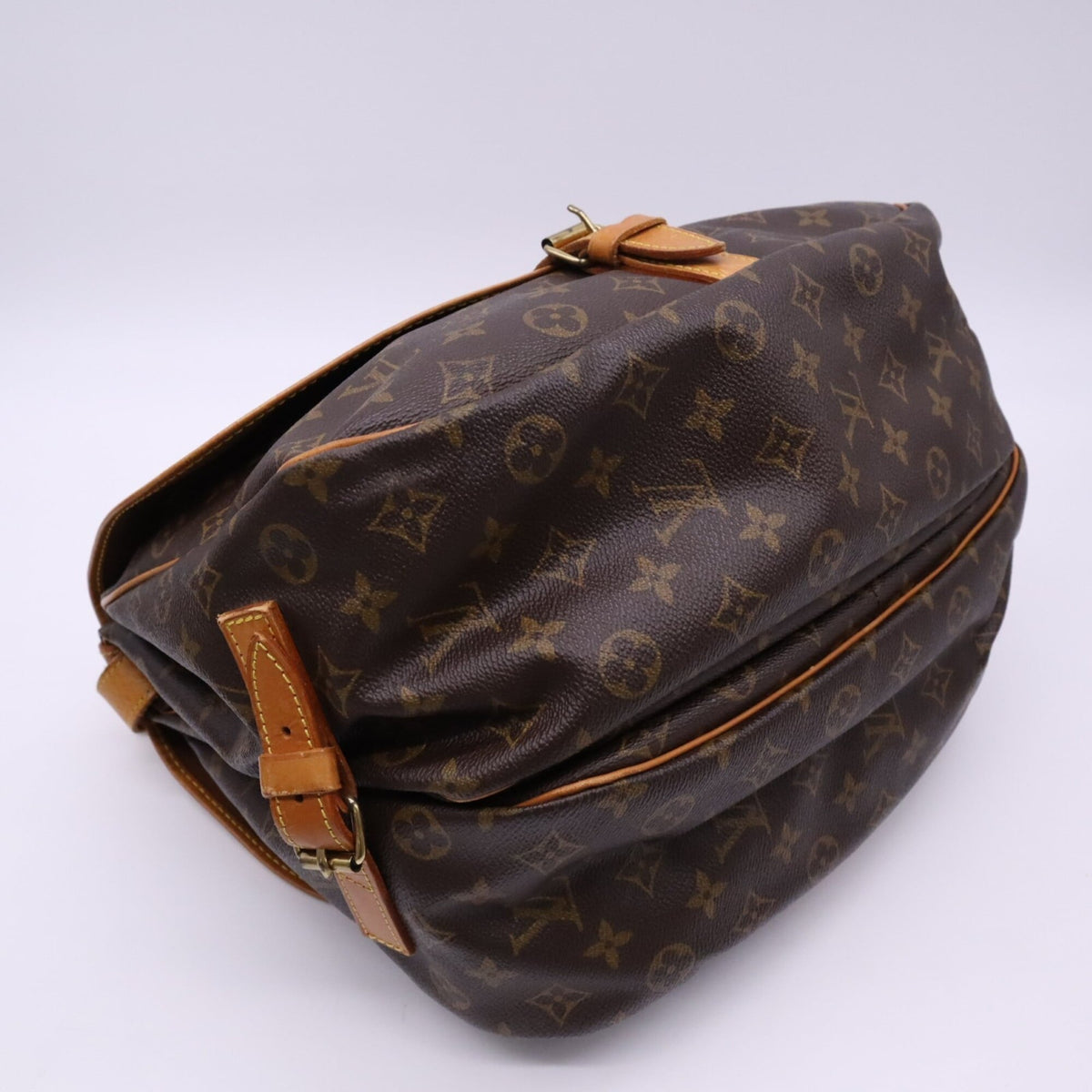 Louis Vuitton Monogram Beige Brown Coated Canvas Leather Shoulder Bag (Pre-Owned)