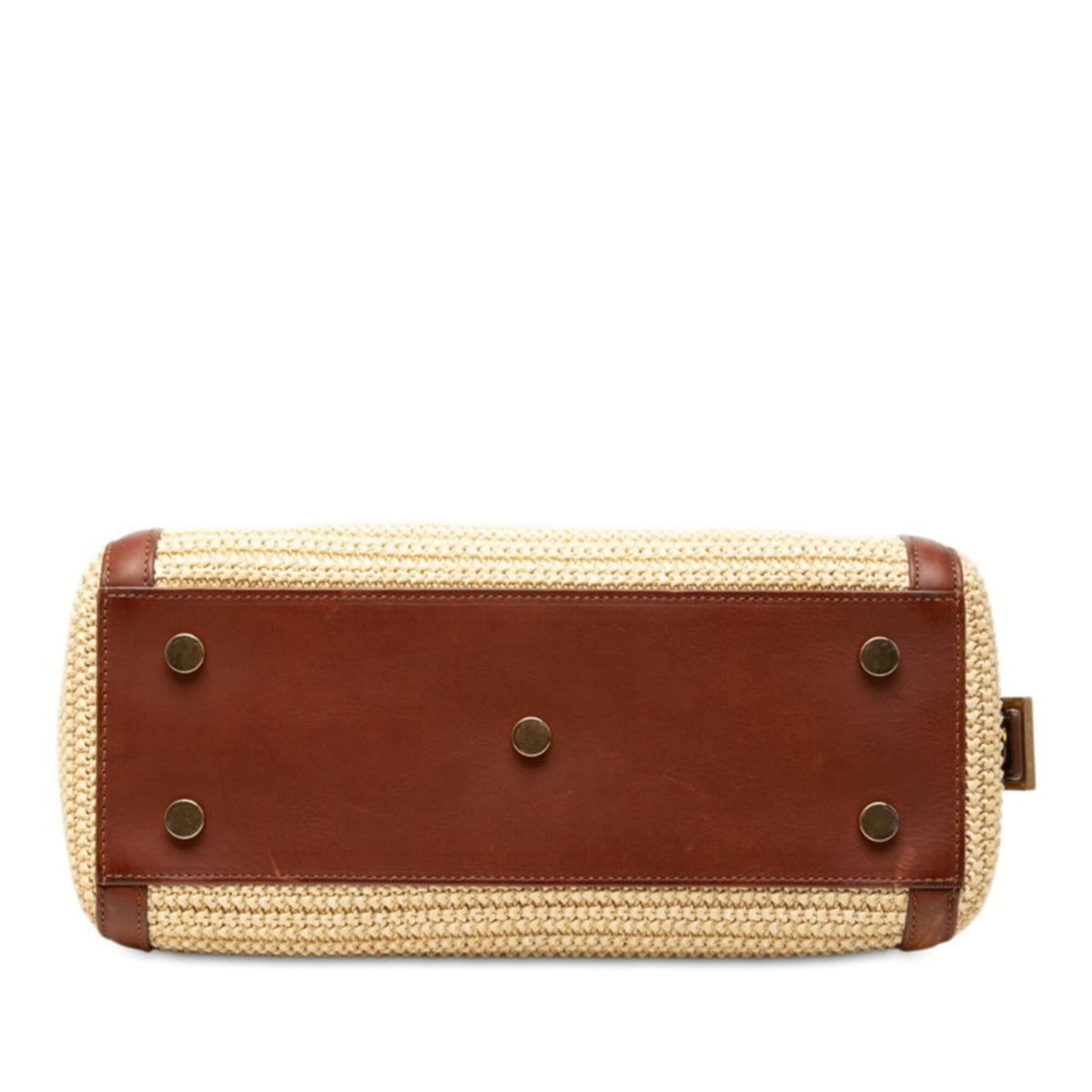 Saint Laurent Beige Brown Straw Leather Handbag Shoulder Bag (Pre-Owned)