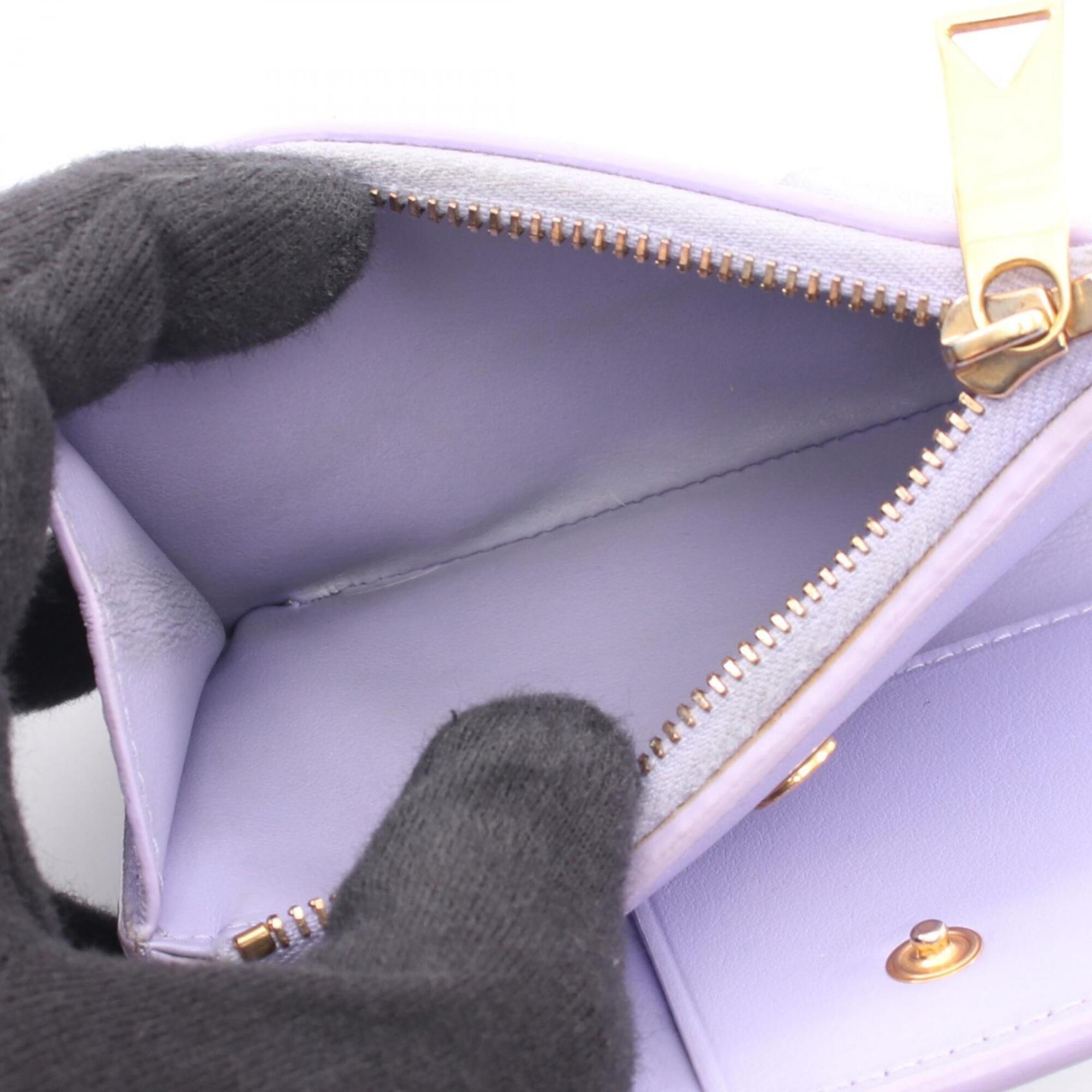 Bottega Veneta Purple Leather Wallet (Bi-Fold) (Pre-Owned)