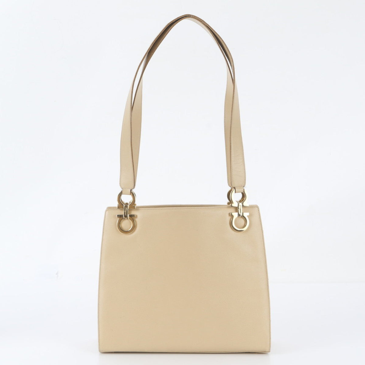 Salvatore Ferragamo Beige Leather Handbag Shoulder Bag Tote Bag (Pre-Owned)