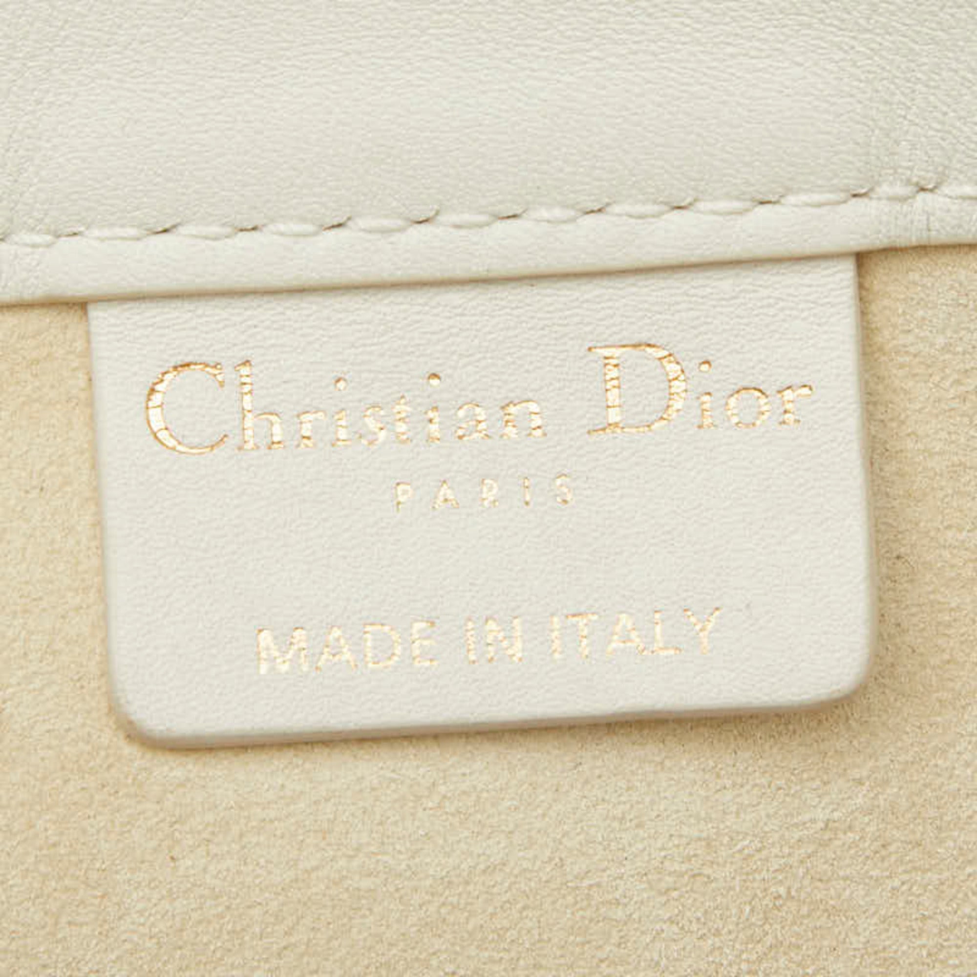 Christian Dior Black White Leather Handbag Tote Bag (Pre-Owned)