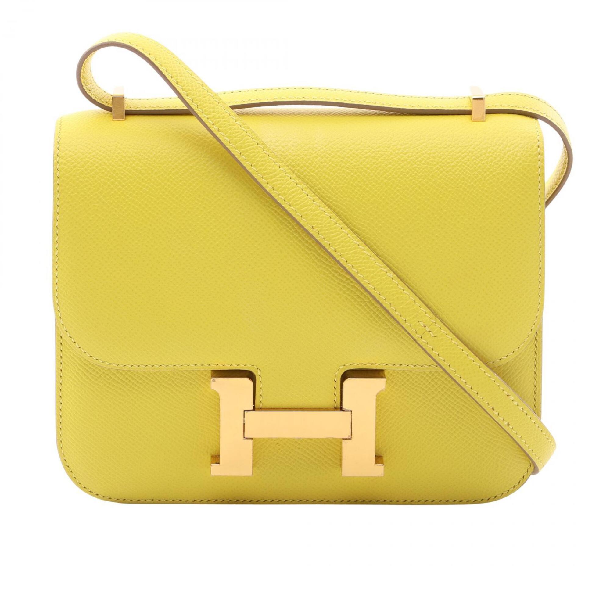 Hermes Constance Lime Yellow Yellow Epsom Leather Handbag Shoulder Bag (Pre-Owned)