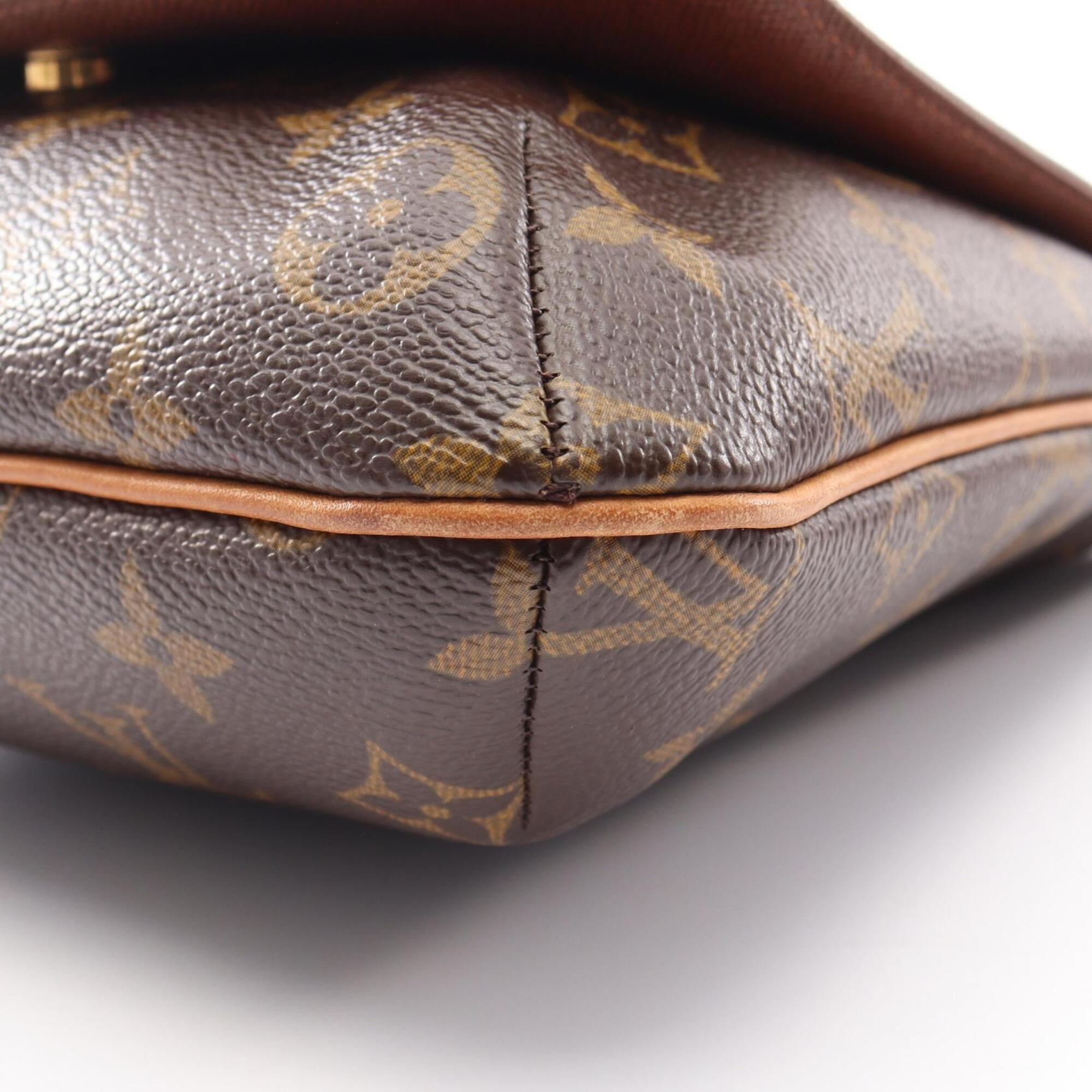 Louis Vuitton Monogram Brown Coated Canvas Leather Handbag Shoulder Bag (Pre-Owned)