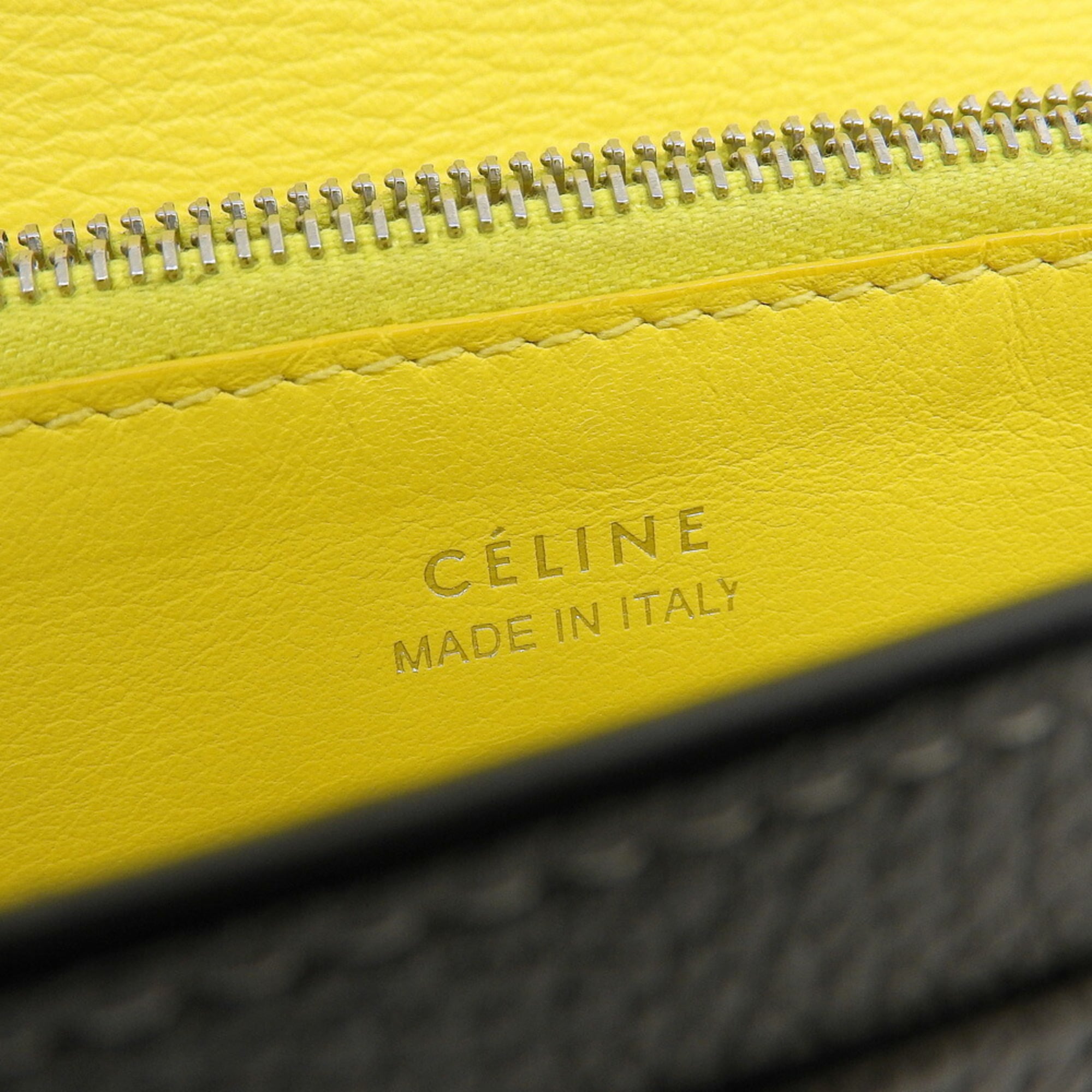 Celine Gray Yellow Leather Long Wallet (Tri-Fold) (Pre-Owned)