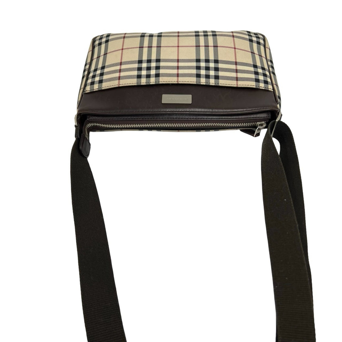 Burberry Beige Brown Canvas Leather Shoulder Bag (Pre-Owned)