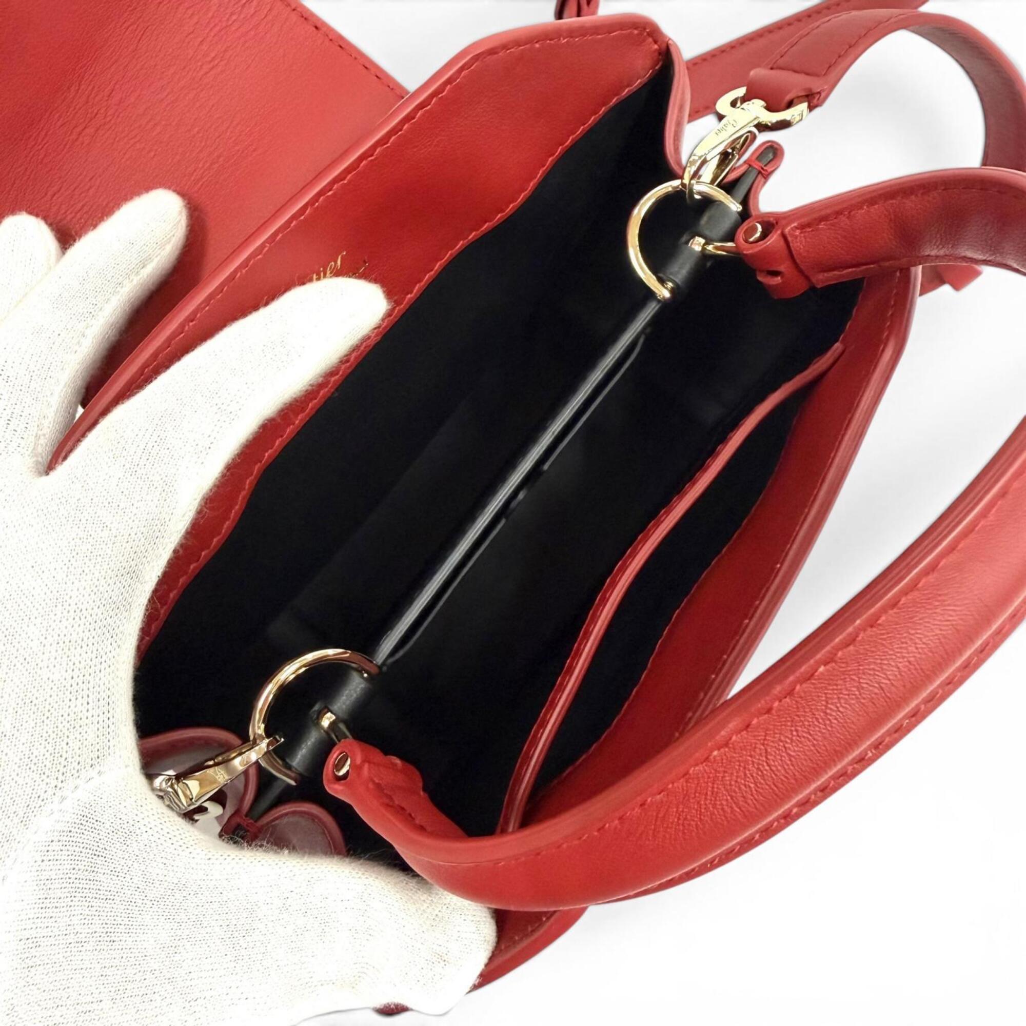 Cartier Red Color Leather Shoulder Bag (Pre-Owned)