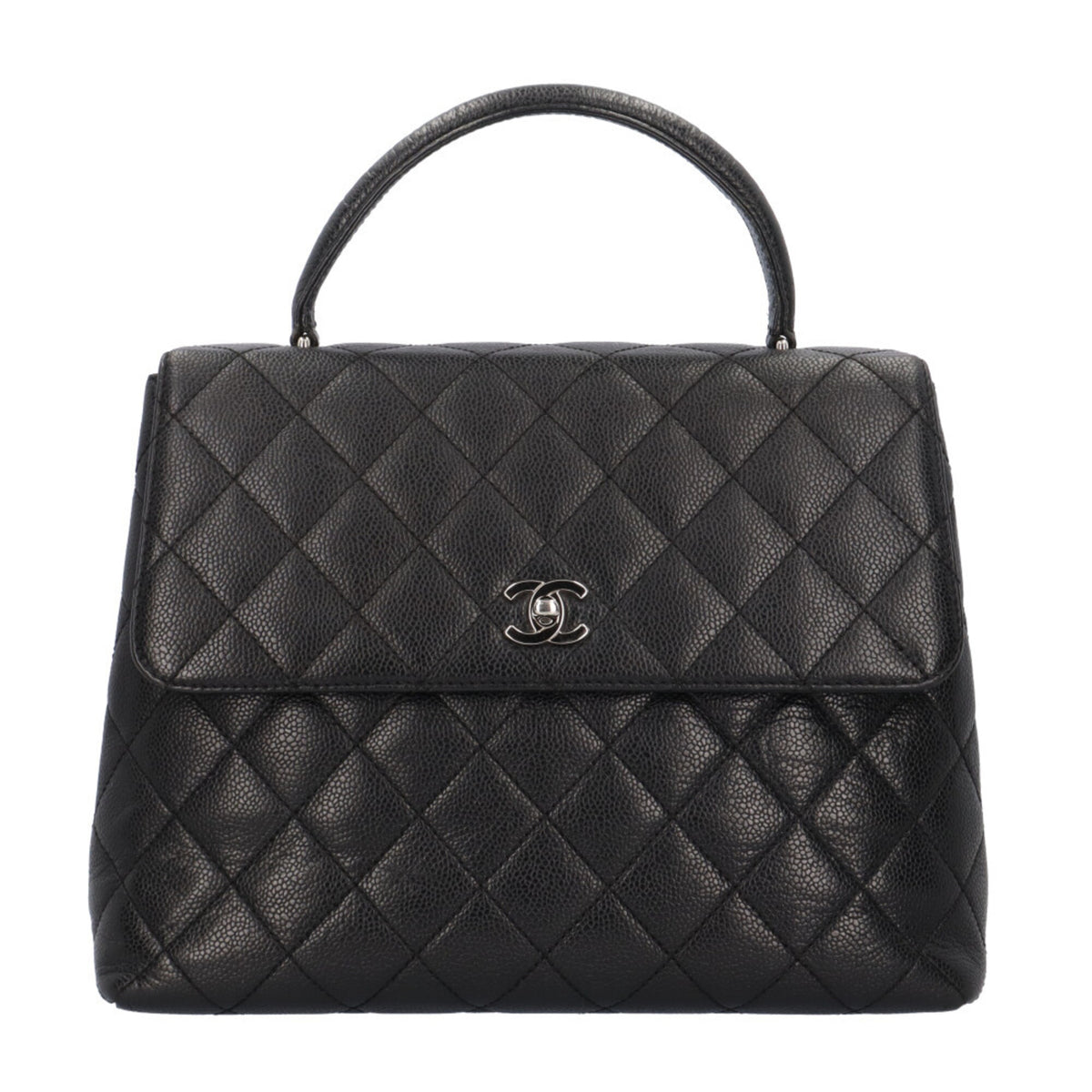 Chanel Matelasse Black Grained Calfskin Handbag (Pre-Owned)