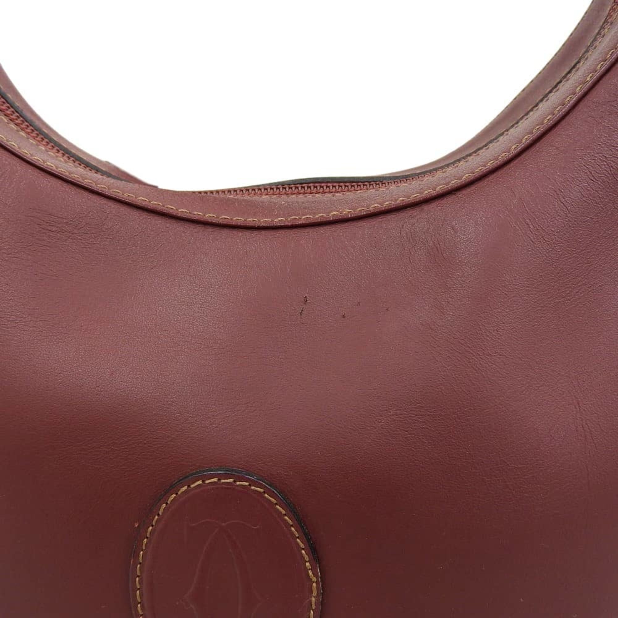 Cartier Bordeaux Leather Shoulder Bag (Pre-Owned)