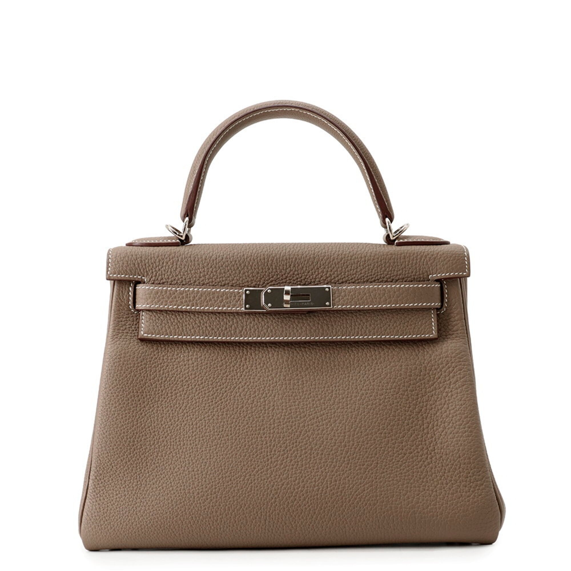 Hermes Kelly Etoupe Gray Togo Leather Handbag (Pre-Owned)