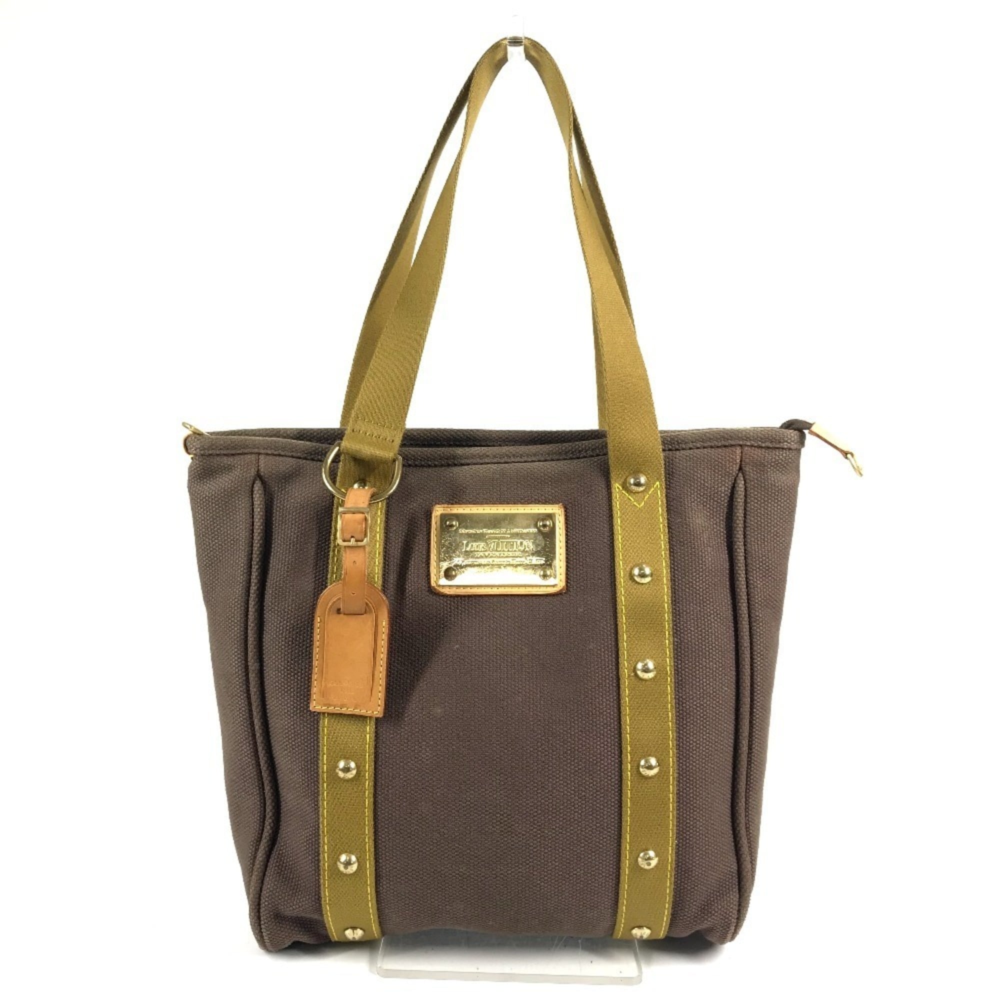 Louis Vuitton Brown Canvas Leather Shoulder Bag Tote Bag (Pre-Owned)