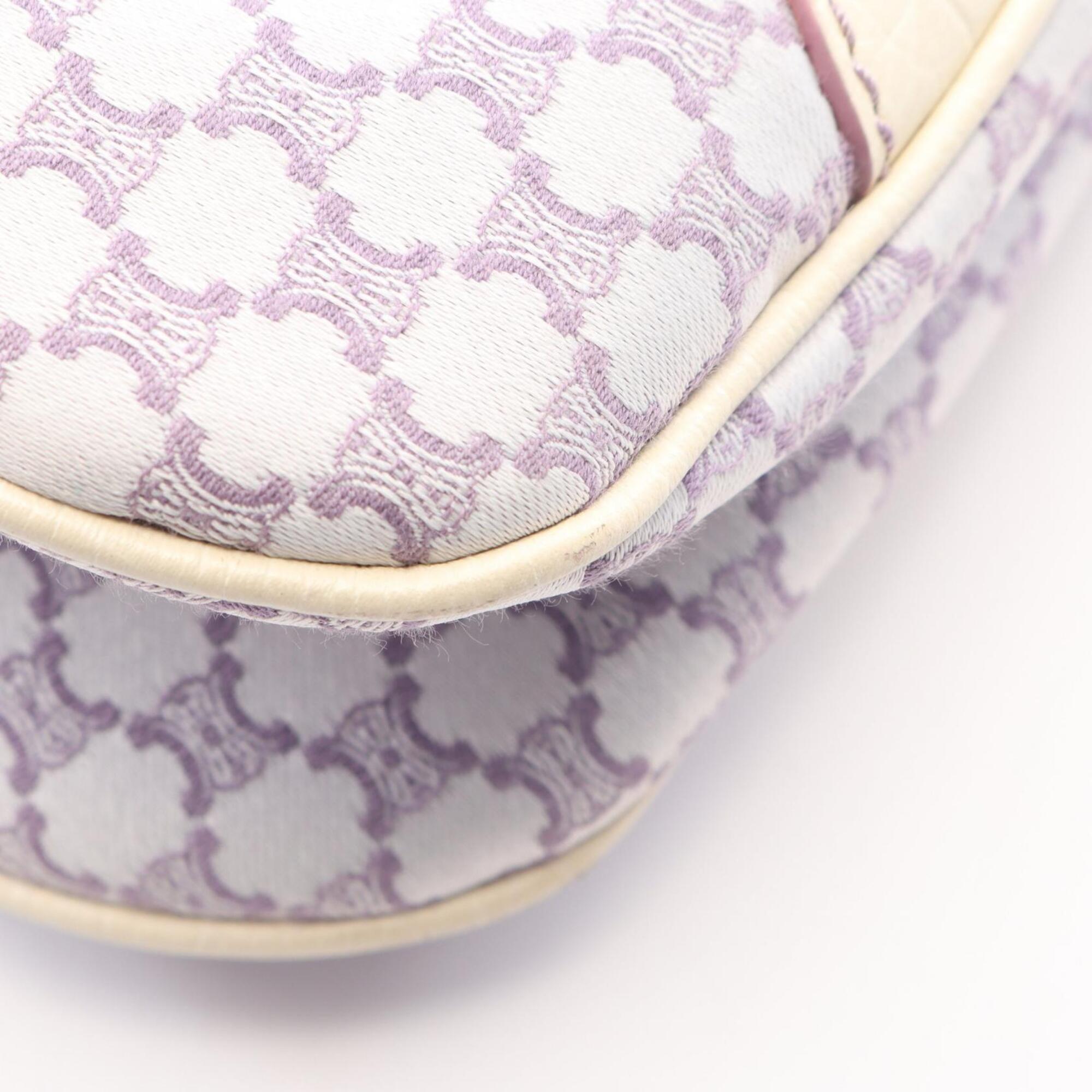 Celine Purple White Canvas Leather Handbag Shoulder Bag (Pre-Owned)
