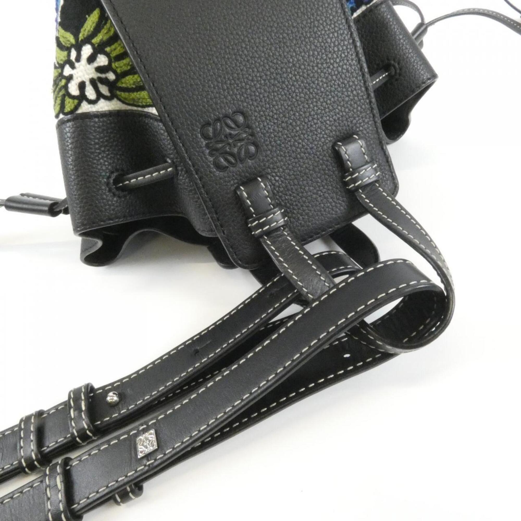 Loewe Black Canvas Leather Shoulder Bag (Pre-Owned)