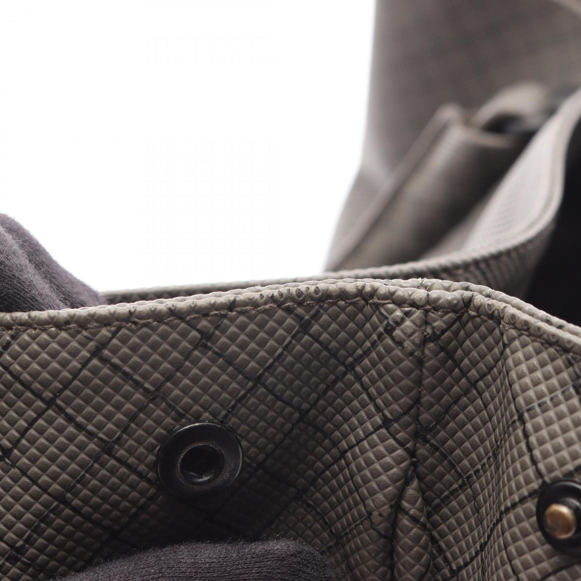 Bottega Veneta Gray Coated Canvas Leather Tote Bag (Pre-Owned)