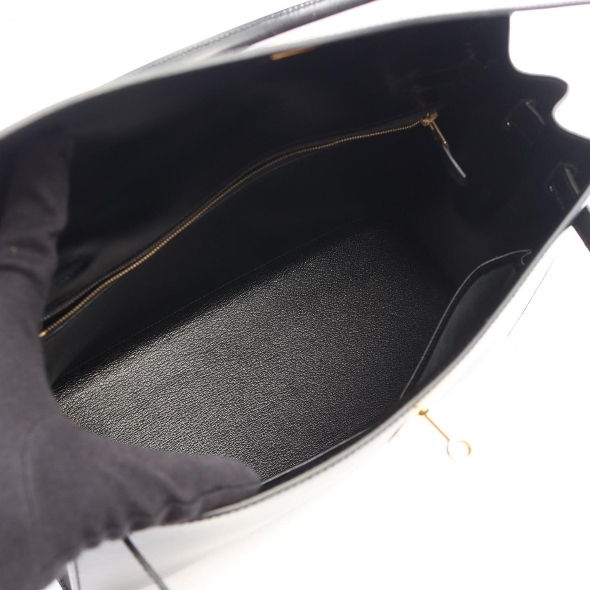 Hermes Black Box Calf Leather Handbag (Pre-Owned)
