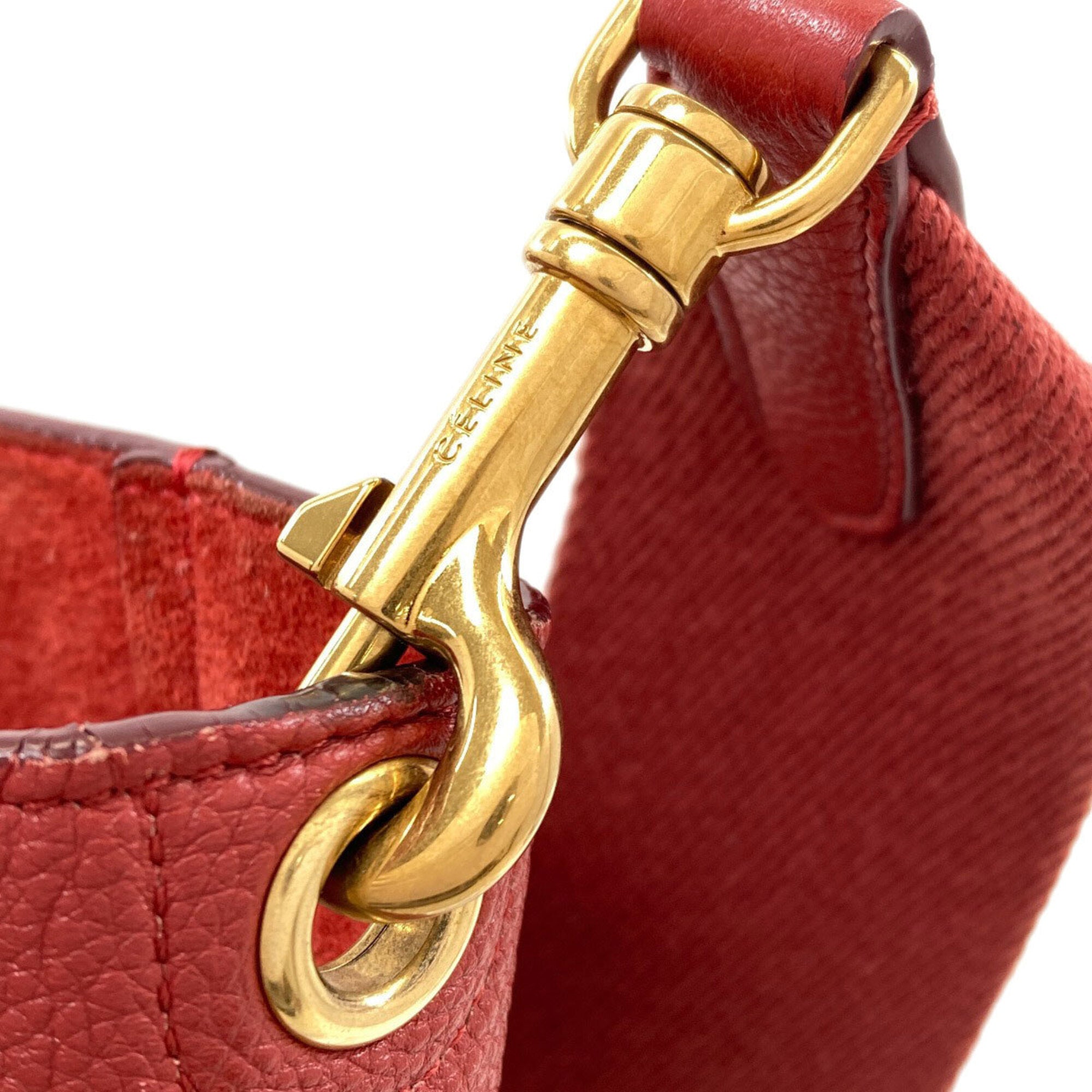 Celine Red Color Leather Shoulder Bag (Pre-Owned)
