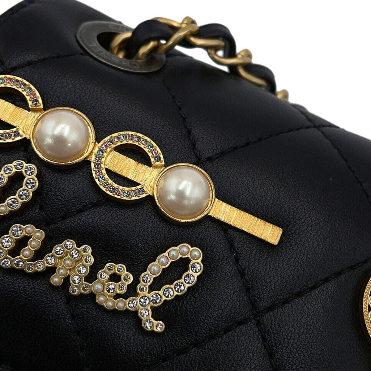 Chanel Black Rhinestone Handbag Shoulder Bag (Pre-Owned)