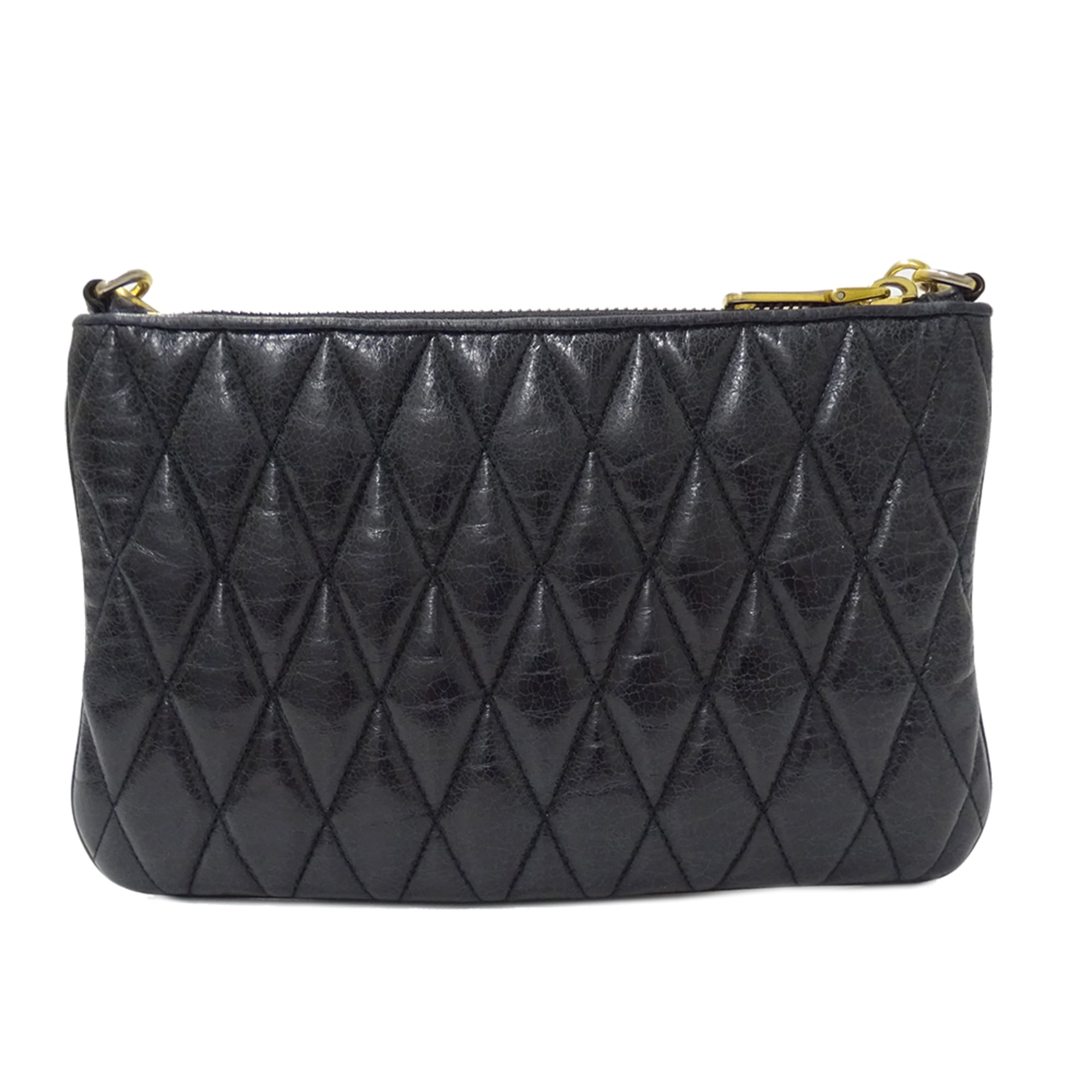 Miu Miu Black Leather Handbag Shoulder Bag (Pre-Owned)