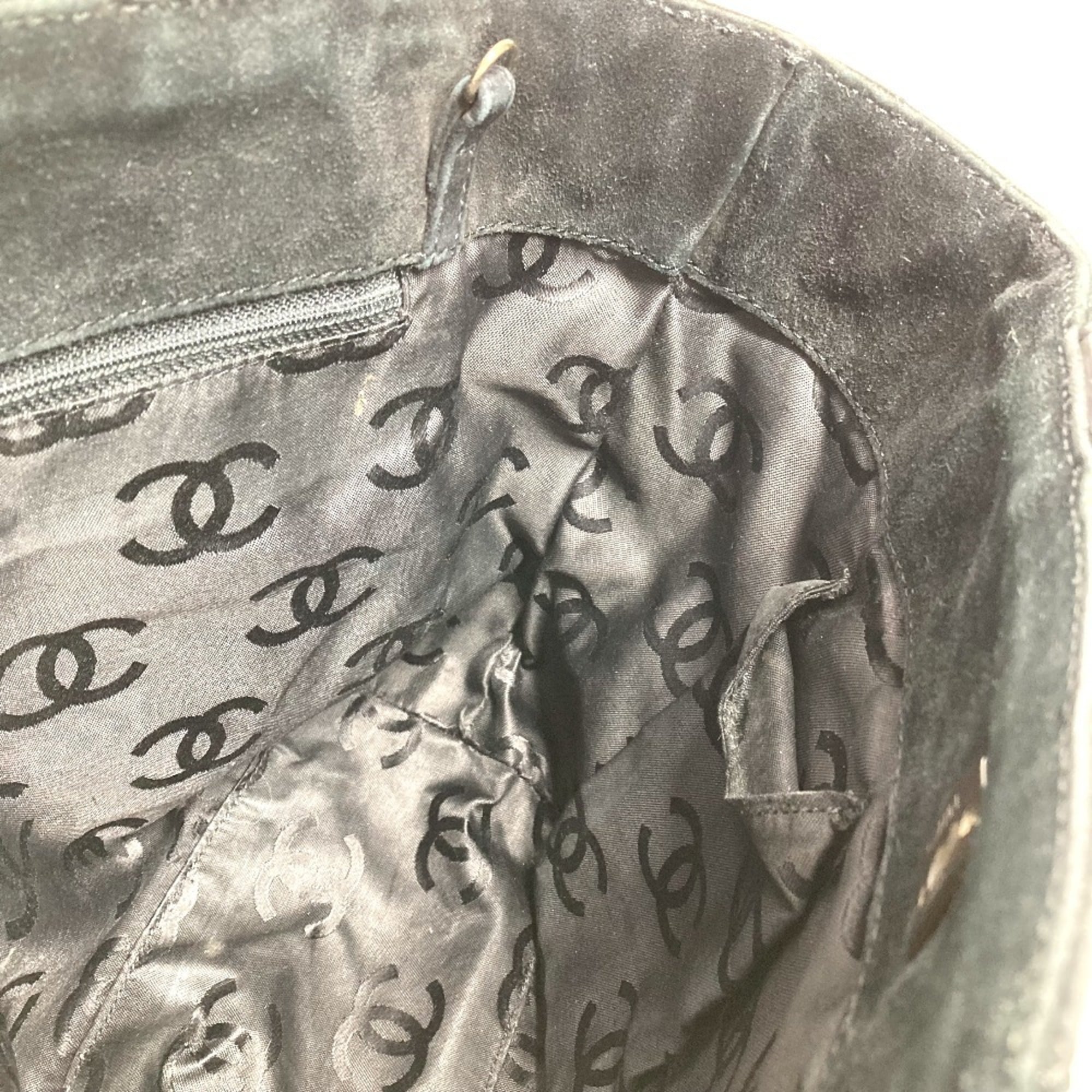 Chanel Black Suede Shoulder Bag Tote Bag (Pre-Owned)