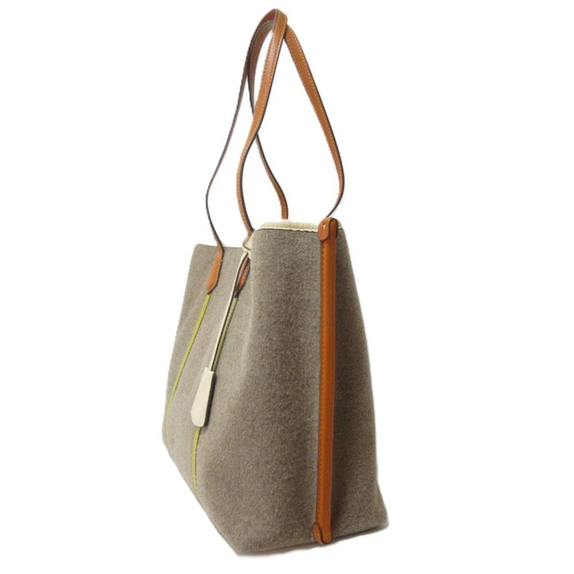 Tory Burch Brown Grayish Yellow Shoulder Bag Tote Bag (Pre-Owned)