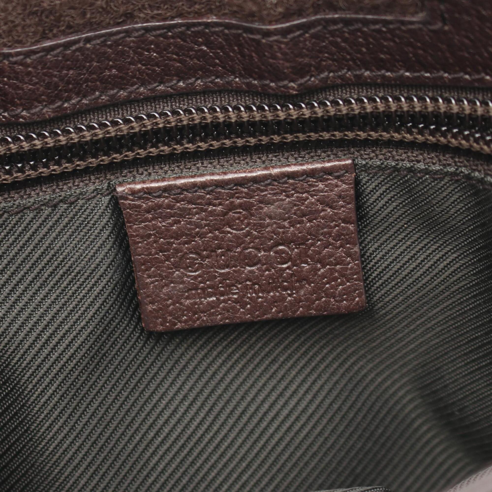 Gucci Beige Brown Canvas Leather Handbag Shoulder Bag (Pre-Owned)