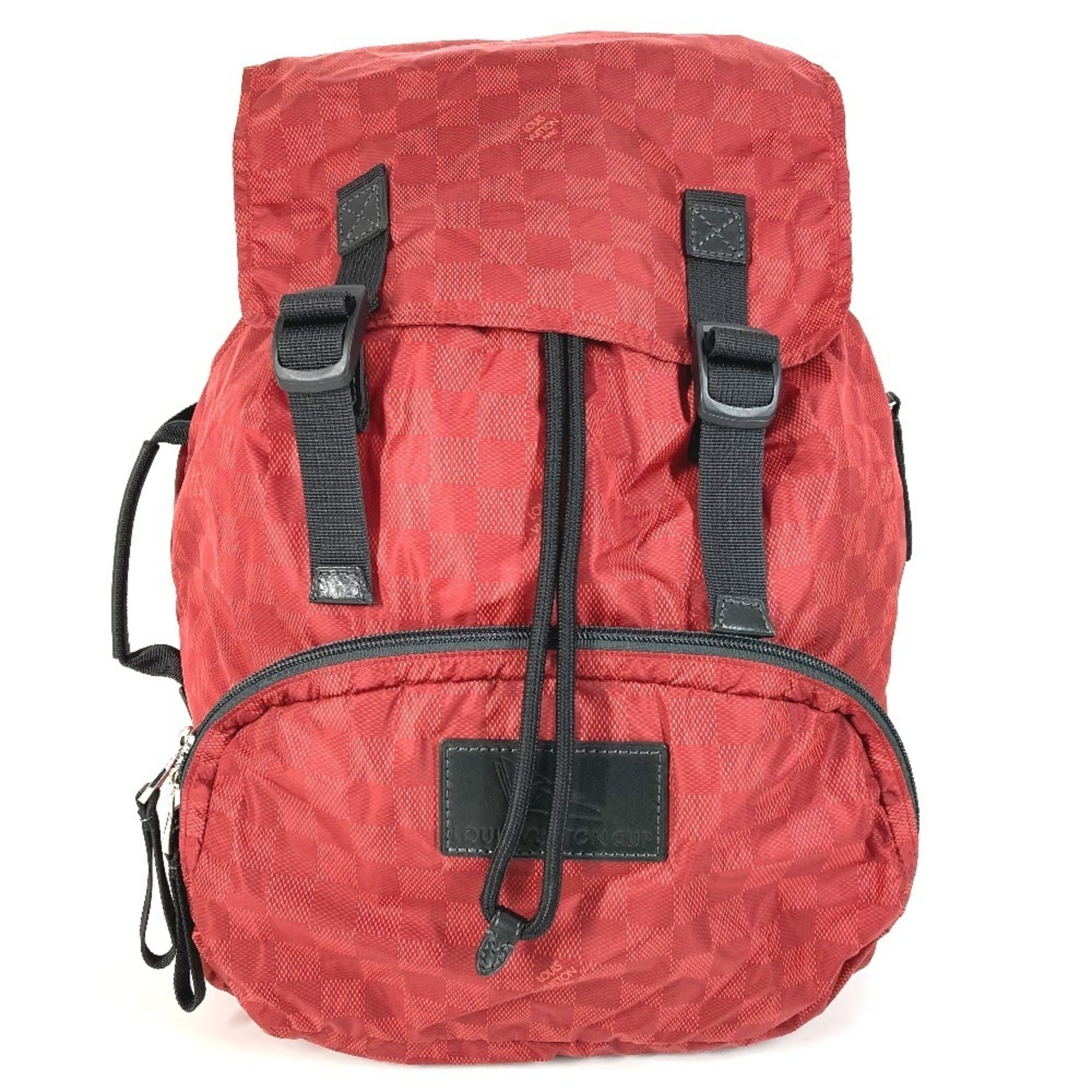 Louis Vuitton Black Red Color Nylon Backpack (Pre-Owned)