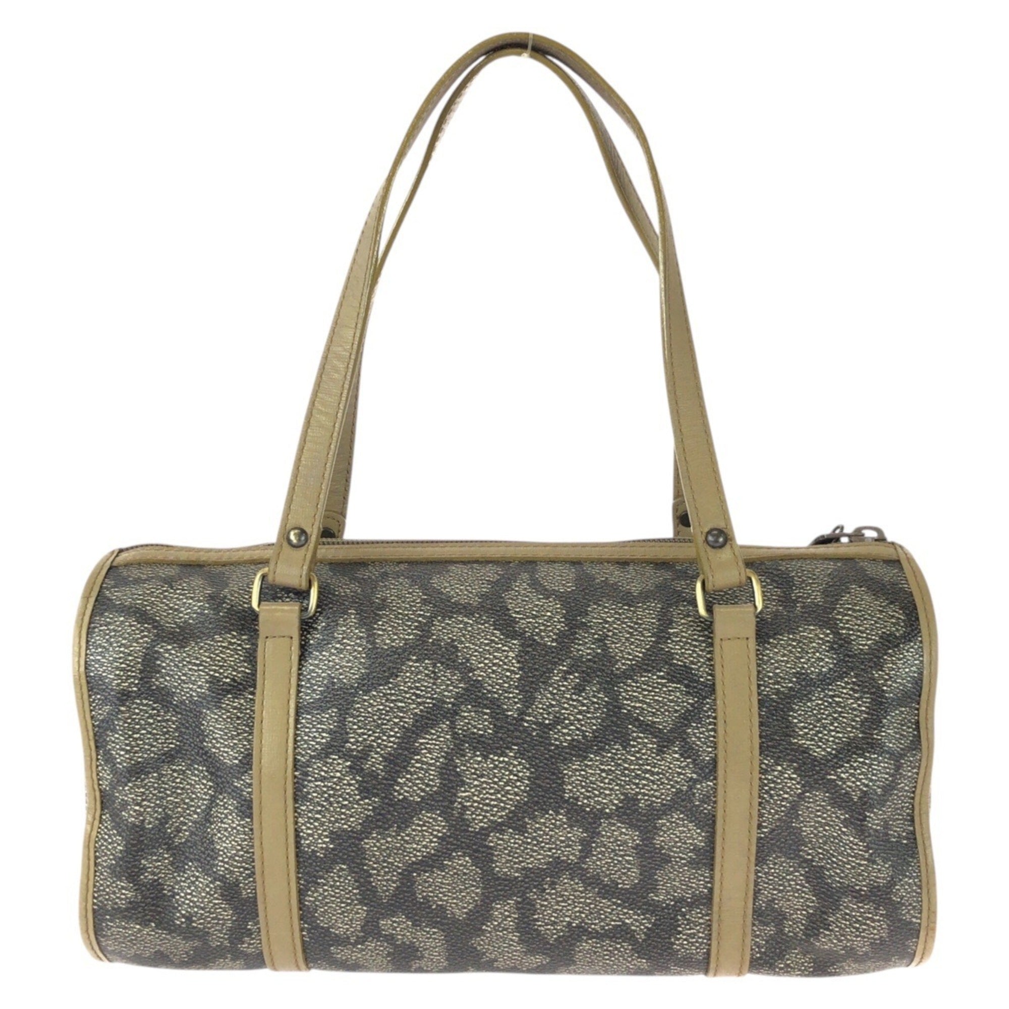 Yves Saint Laurent Beige Brown Pvc Leather Boston Bag Handbag (Pre-Owned)