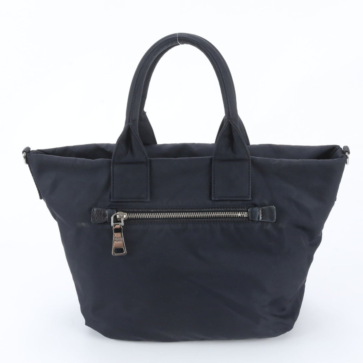 Prada Black Navy Leather Nylon Tote Bag (Pre-Owned)