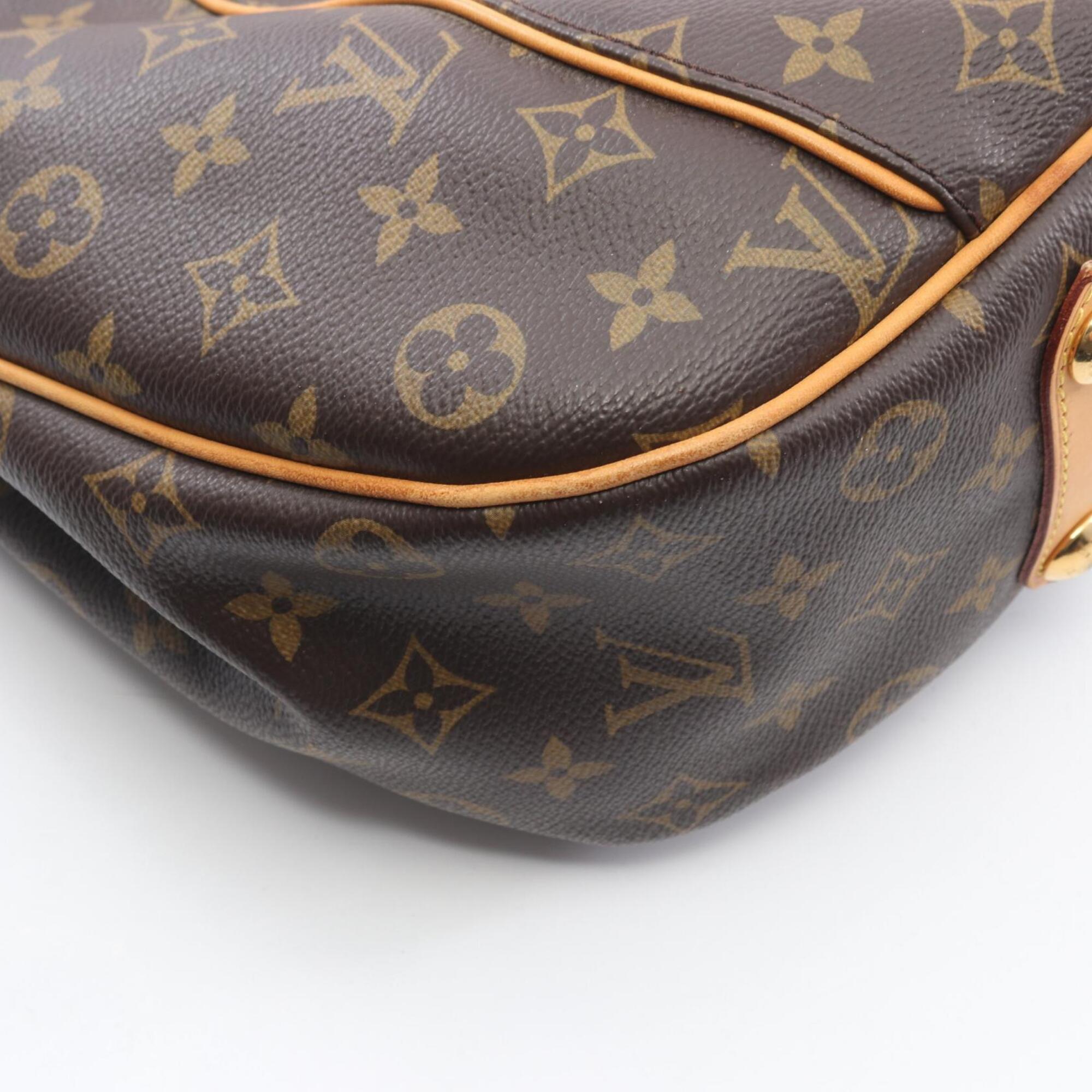 Louis Vuitton Brown Coated Canvas Leather Handbag Shoulder Bag (Pre-Owned)