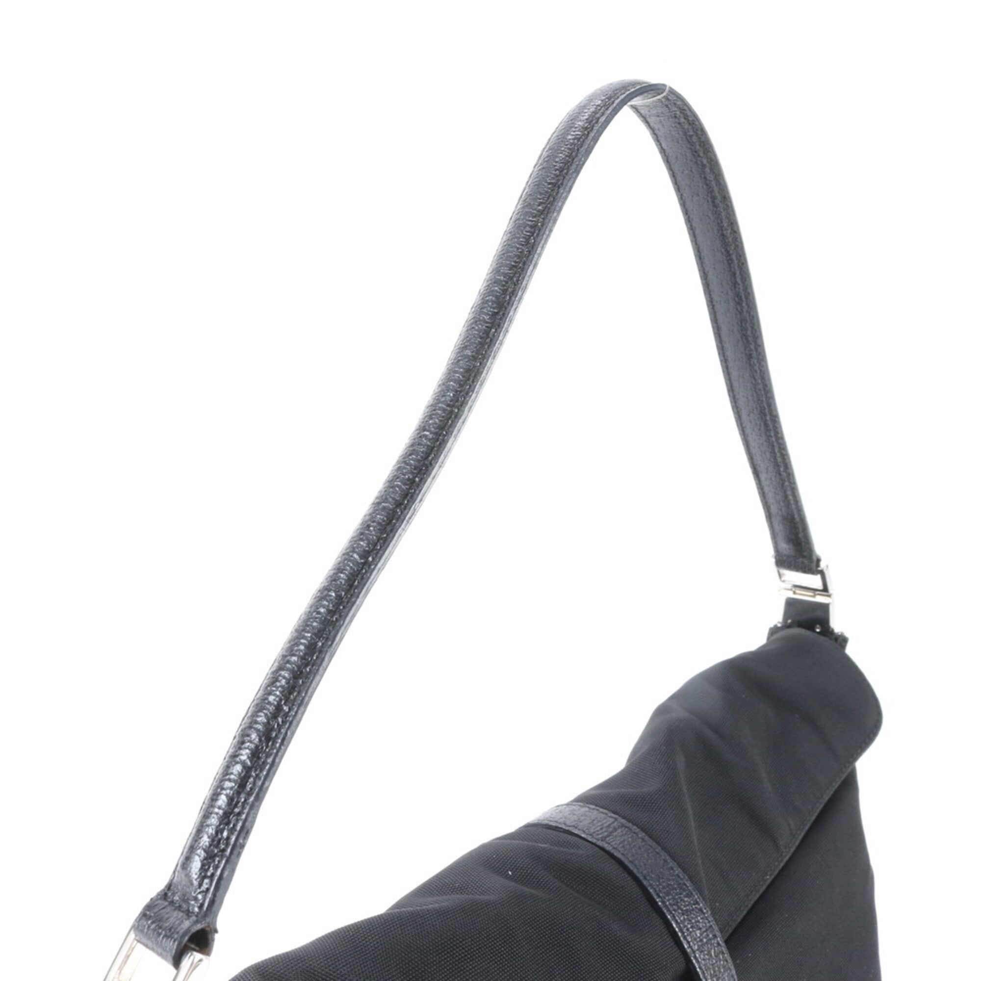 Gucci Jackie Black Leather Nylon Handbag Shoulder Bag (Pre-Owned)