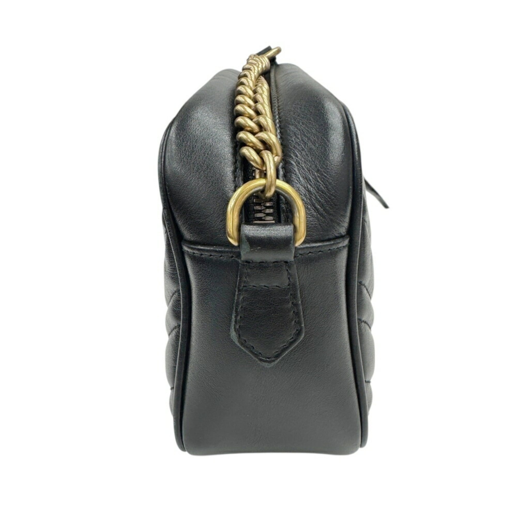 Gucci Gg Marmont Black Leather Shoulder Bag (Pre-Owned)