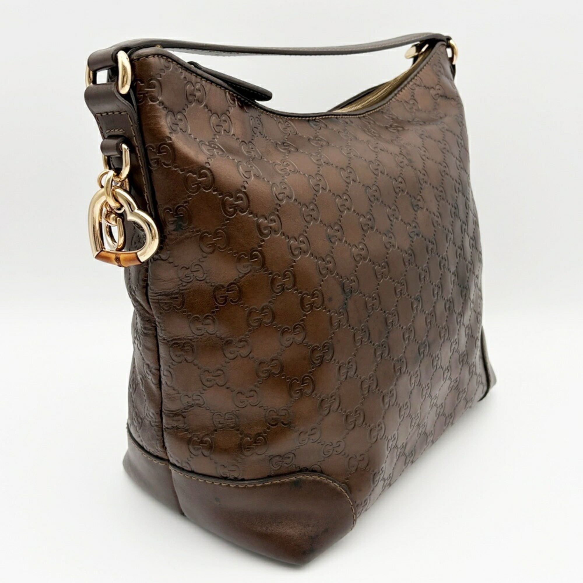 Gucci Bronze Leather Shoulder Bag (Pre-Owned)
