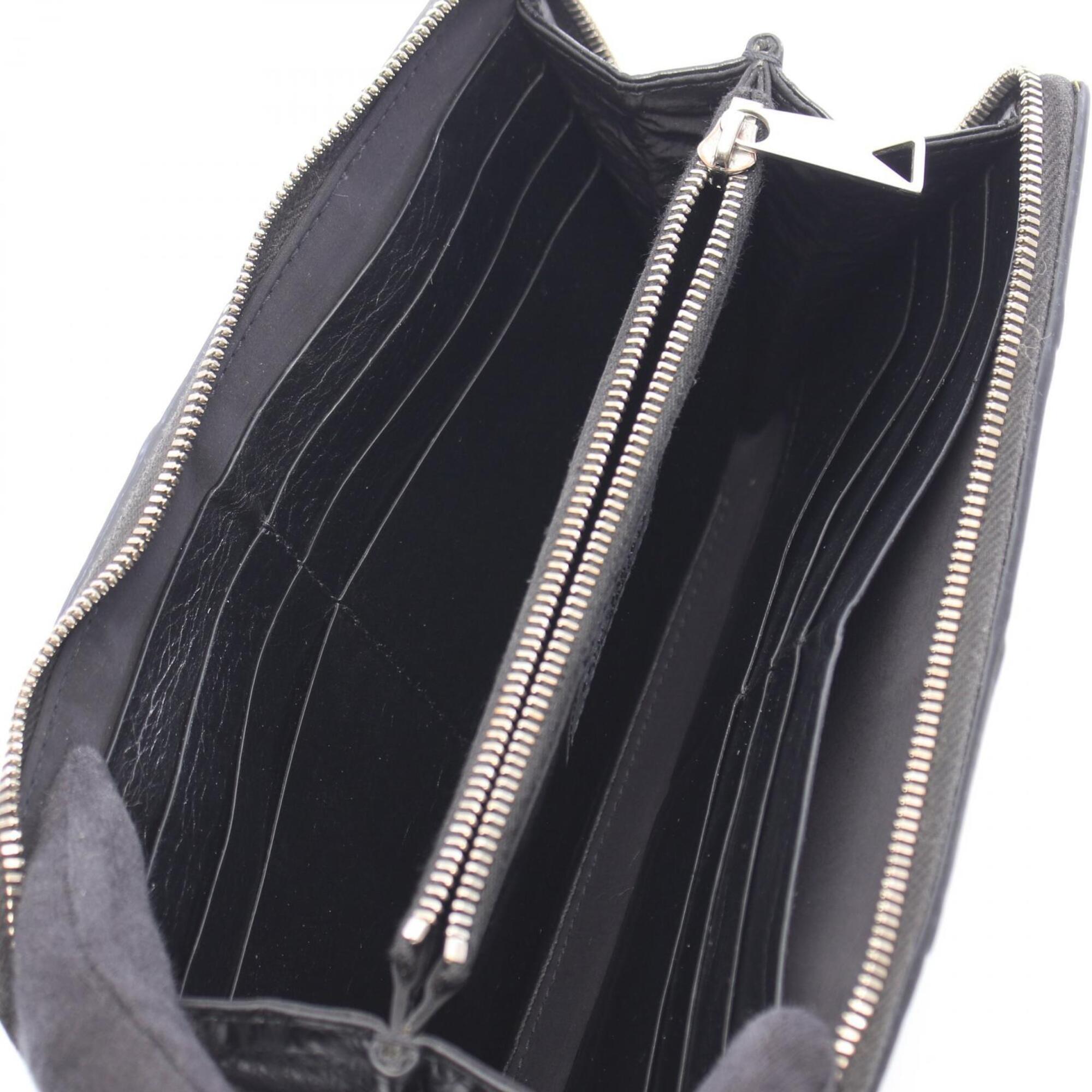 Bottega Veneta Black Intrecciato Long Wallet (Bi-Fold) (Pre-Owned)