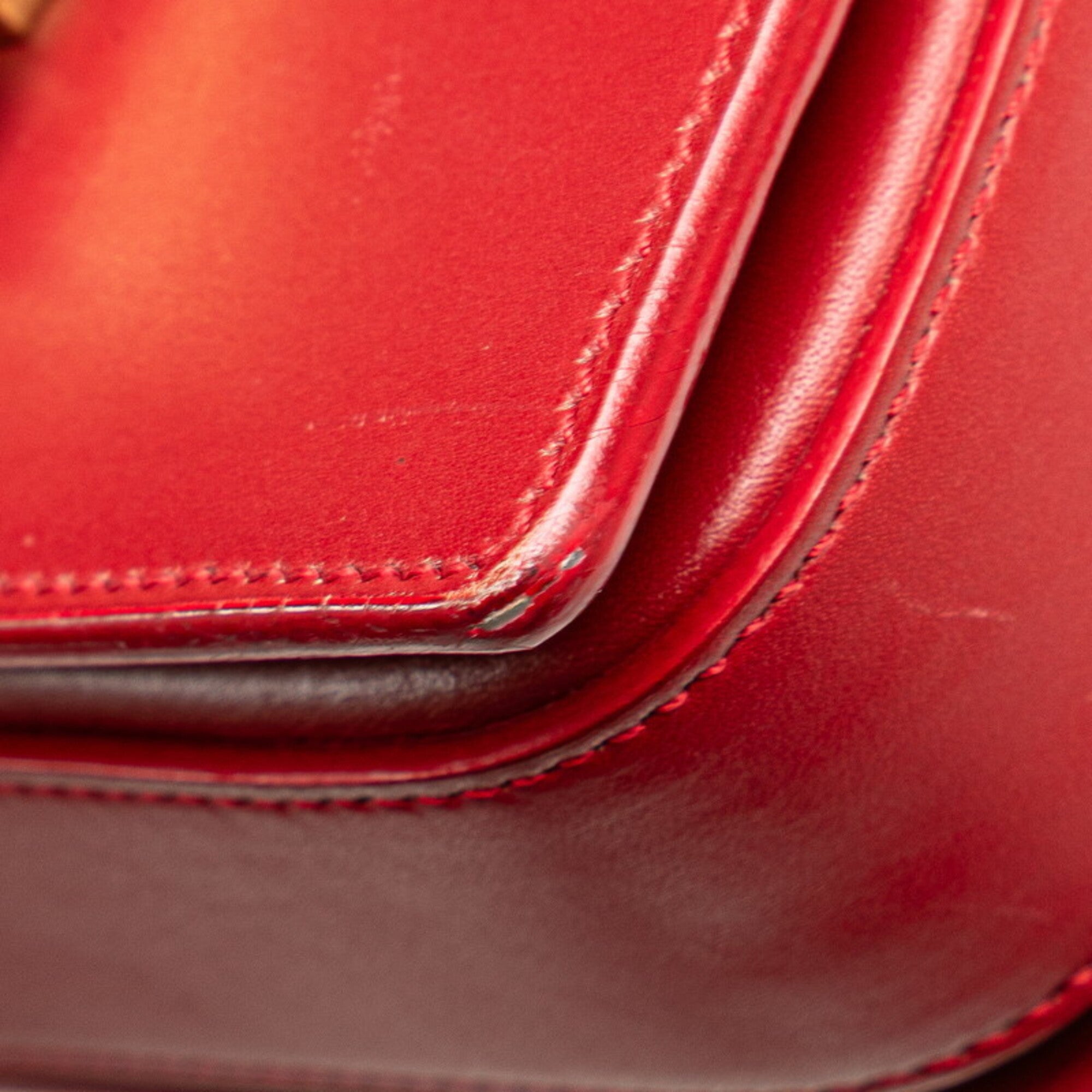 Saint Laurent Red Color Leather Shoulder Bag (Pre-Owned)
