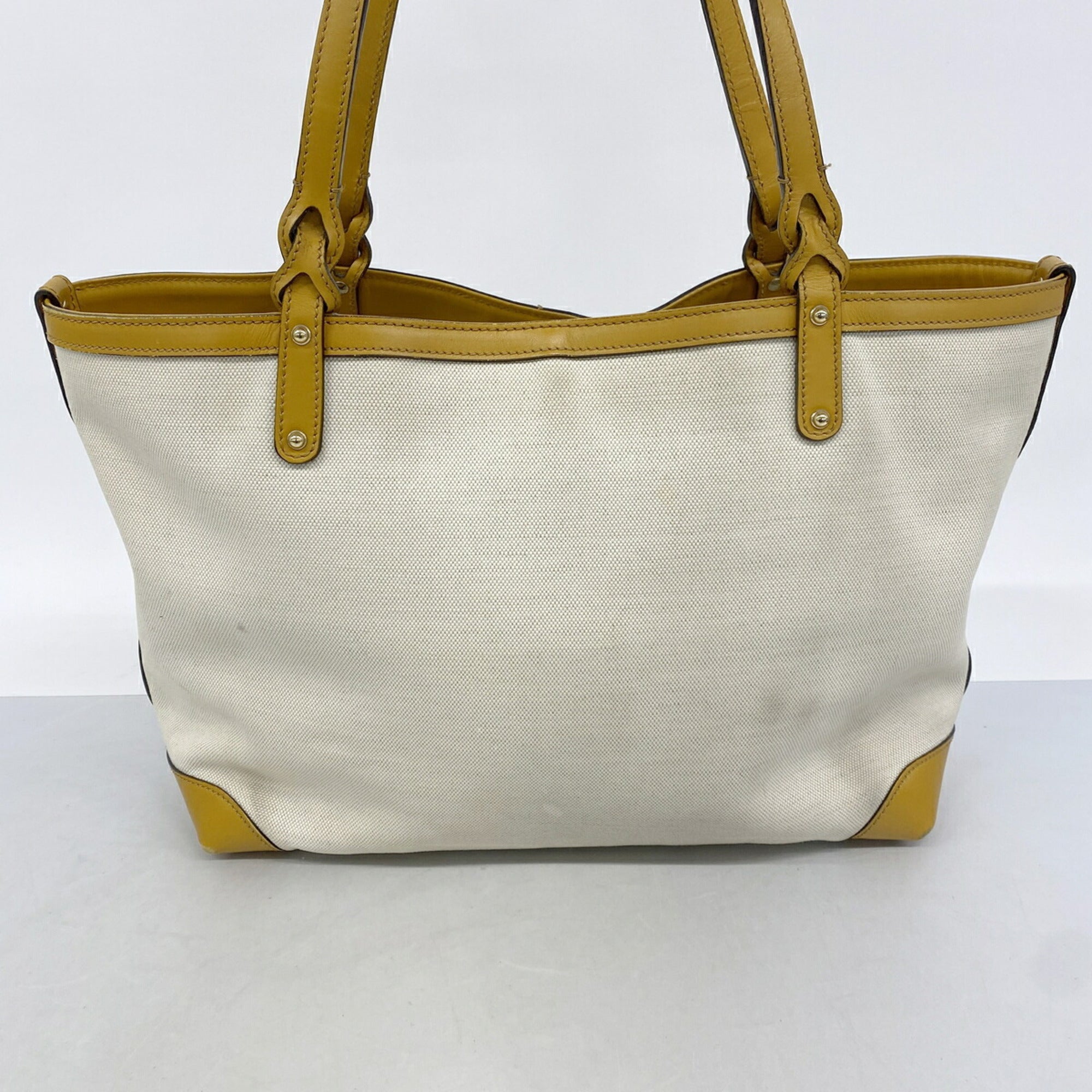 Gucci Beige Yellow Canvas Tote Bag (Pre-Owned)