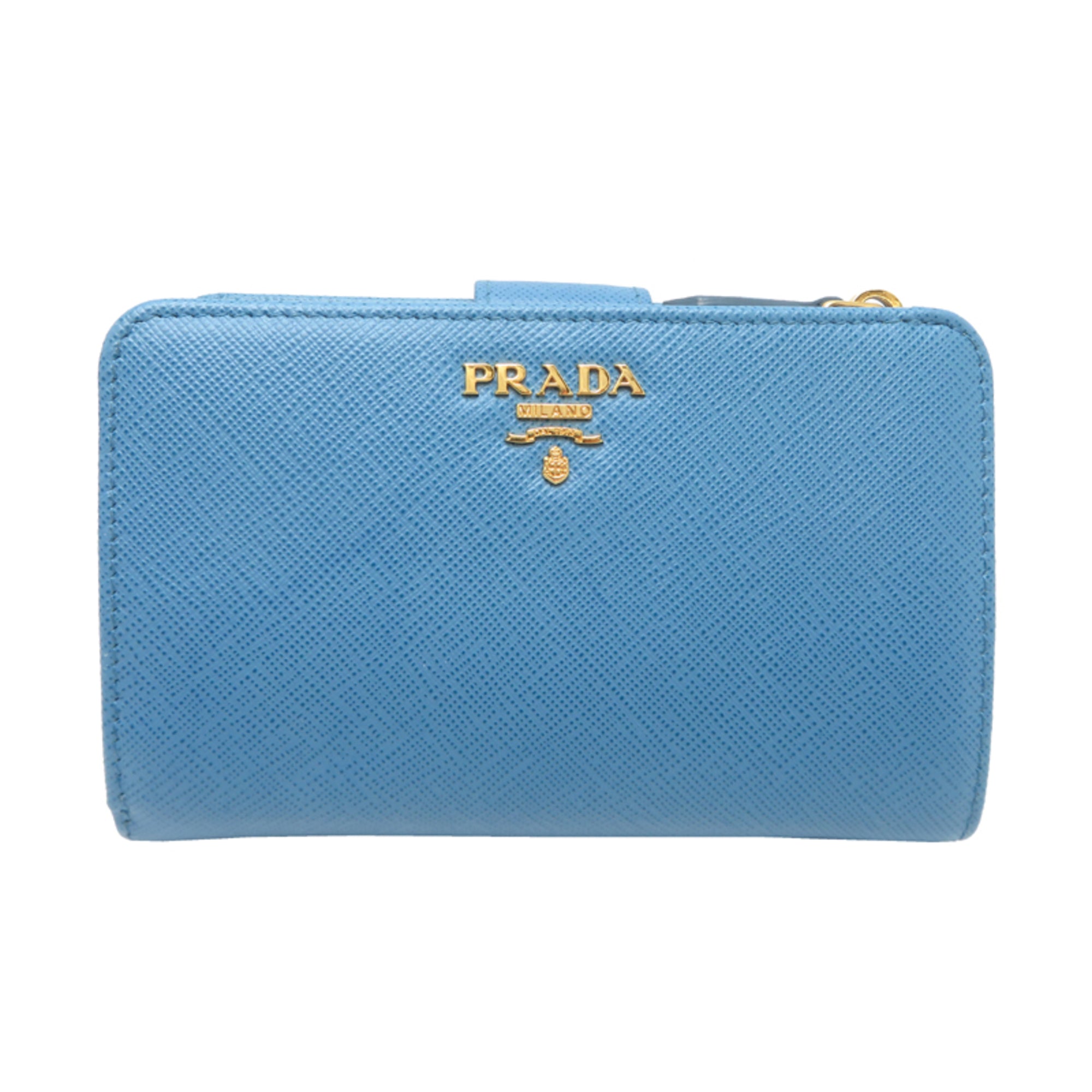 Prada Blue Multi-Color Navy White Yellow Leather Wallet (Bi-Fold) (Pre-Owned)