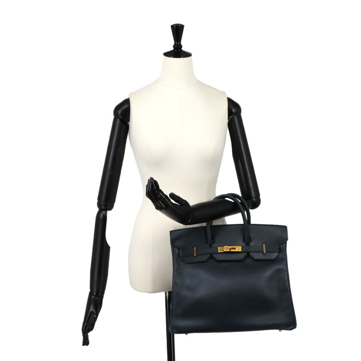 Hermes Haute A Courroies Blue Indigo Courchevel Leather Handbag (Pre-Owned)