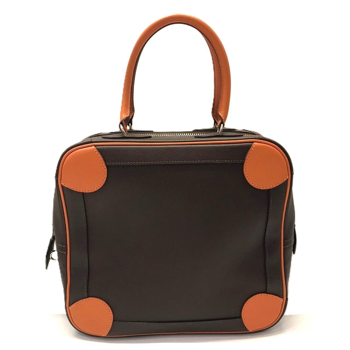 Hermes Dark Brown Orange Epsom Leather Handbag Pouch (Pre-Owned)
