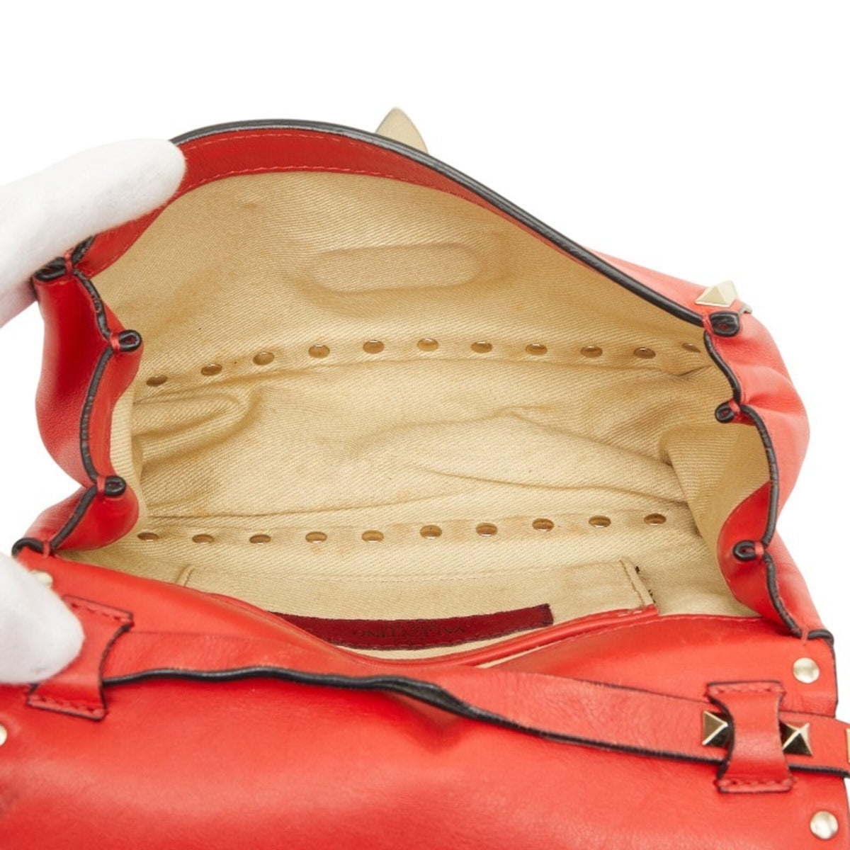 Valentino Red Color Leather Shoulder Bag (Pre-Owned)