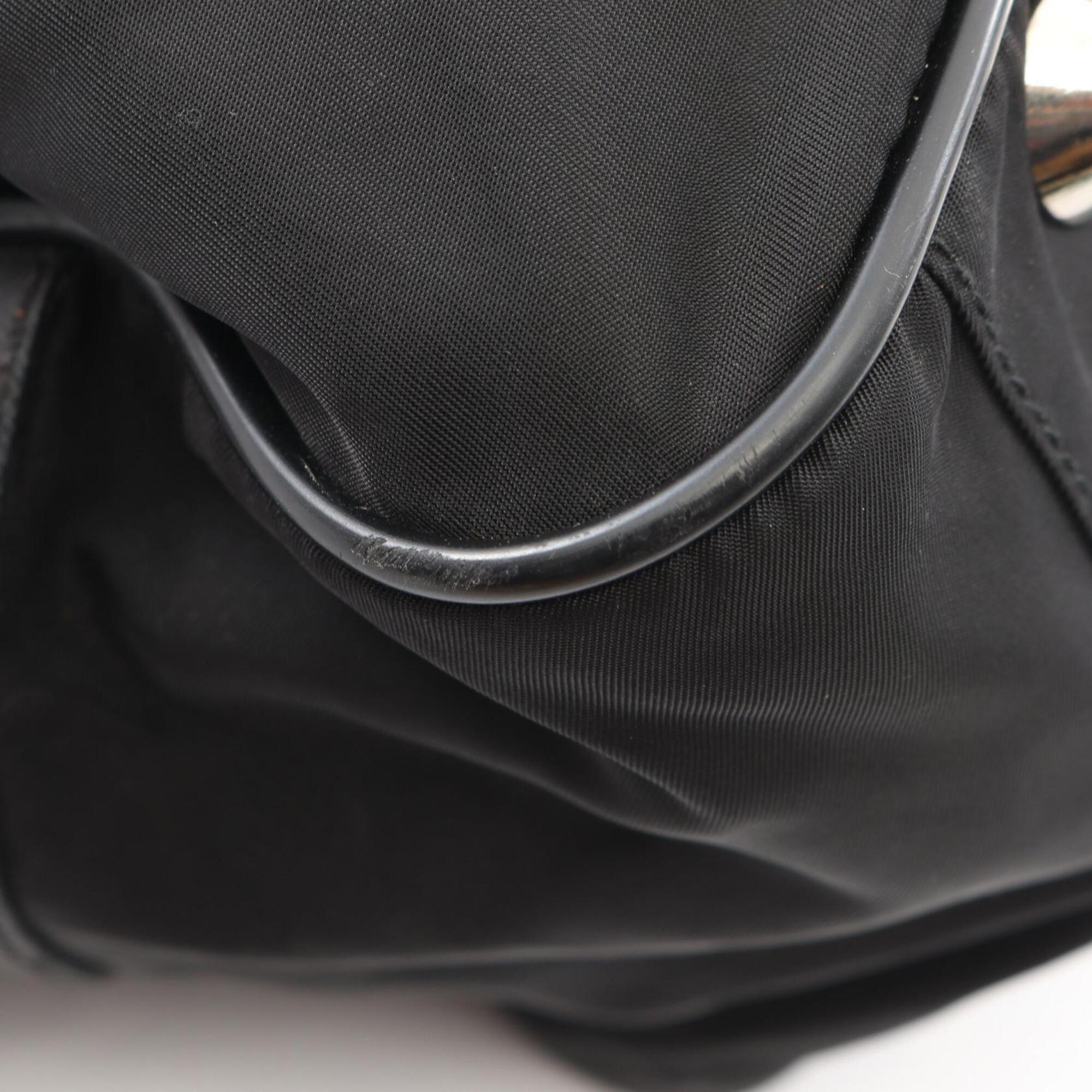 Prada Black Nylon Saffiano Triangle Boston Bag Handbag (Pre-Owned)