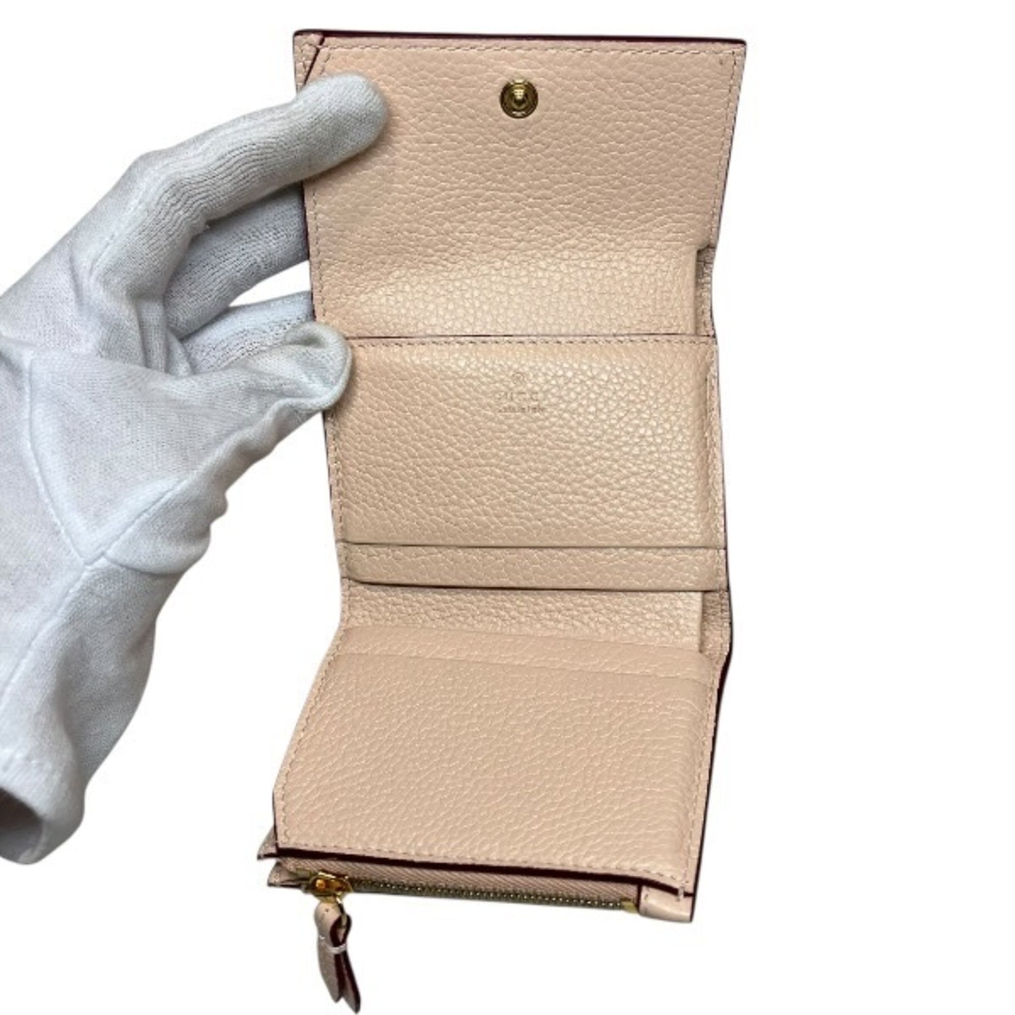 Gucci Brown Pink Leather Wallet (Tri-Fold) (Pre-Owned)