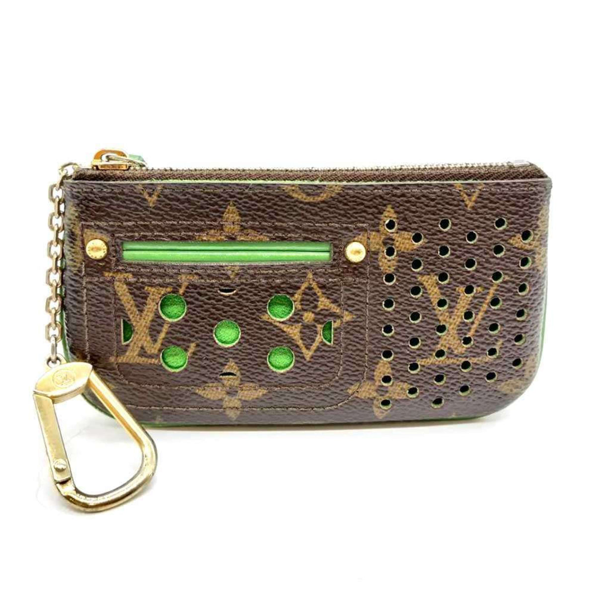 Louis Vuitton Brown Green Vert Monogram Perforated Coin Purse/Coin Case (Pre-Owned)