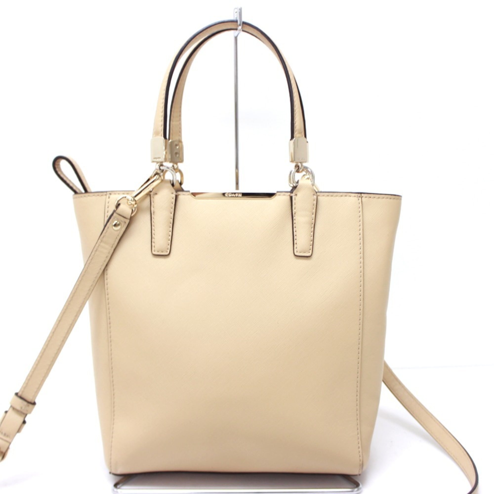 Coach Madison Beige Leather Handbag Shoulder Bag (Pre-Owned)