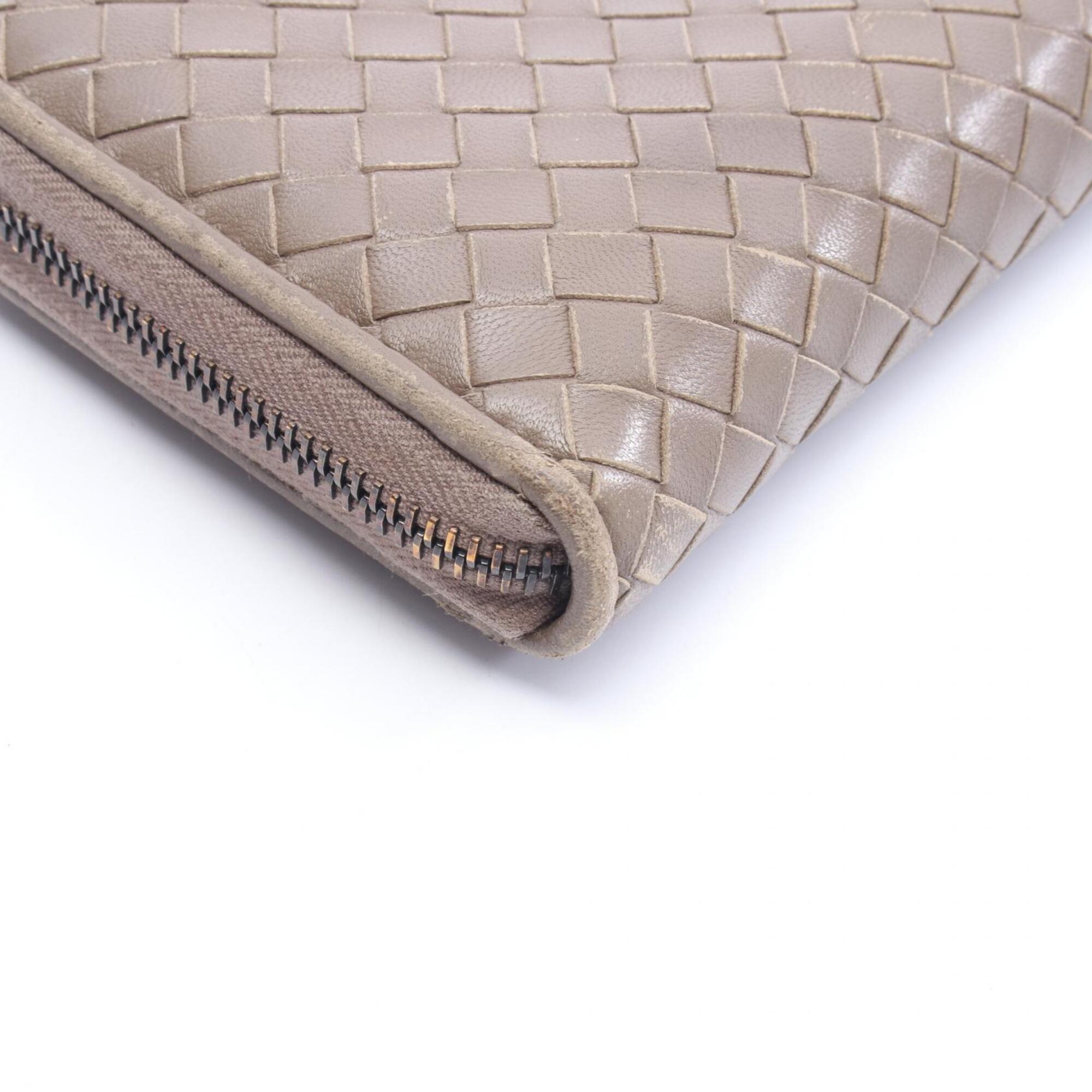 Bottega Veneta Gray Leather Long Wallet (Bi-Fold) (Pre-Owned)