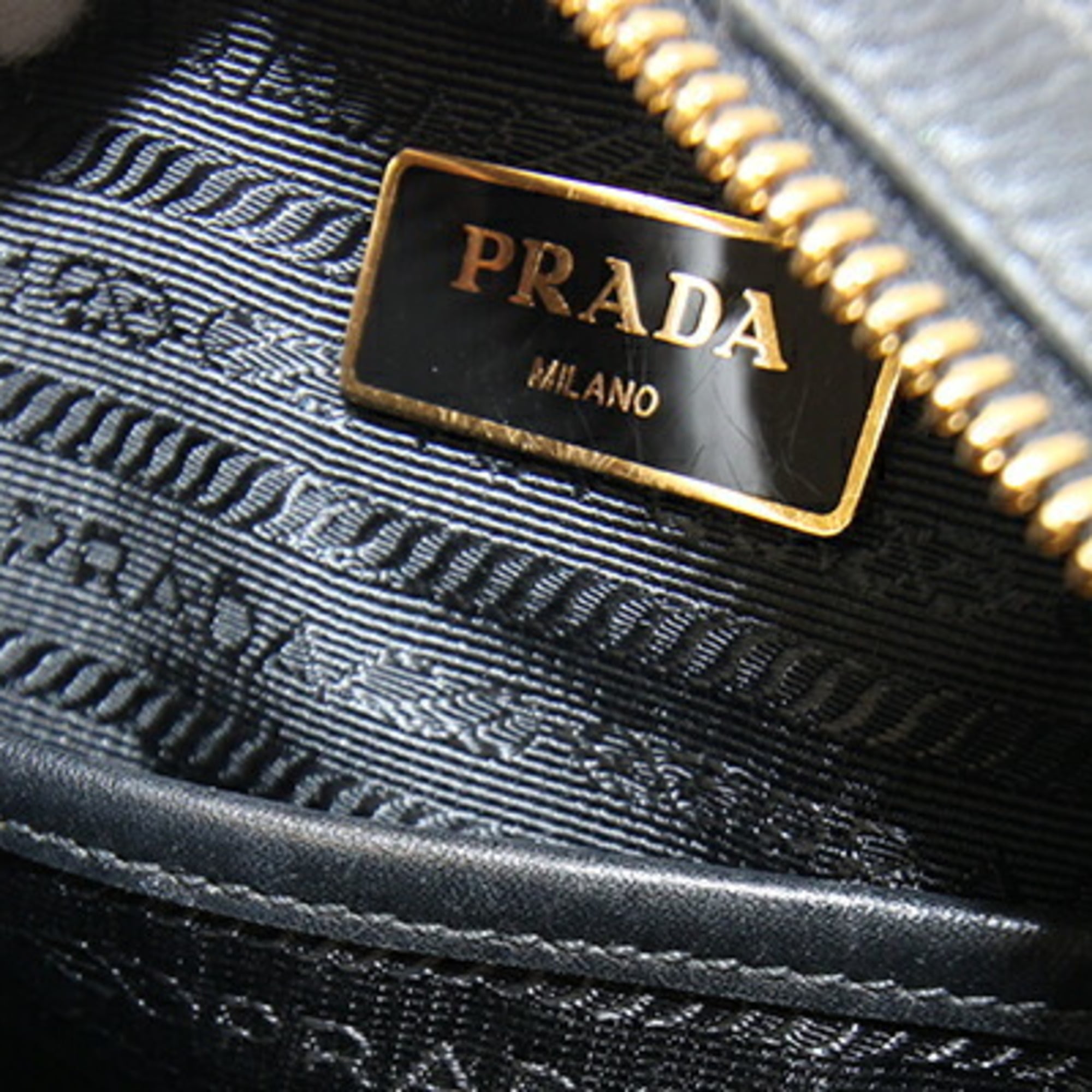 Prada Black Canvas Leather Shoulder Bag (Pre-Owned)