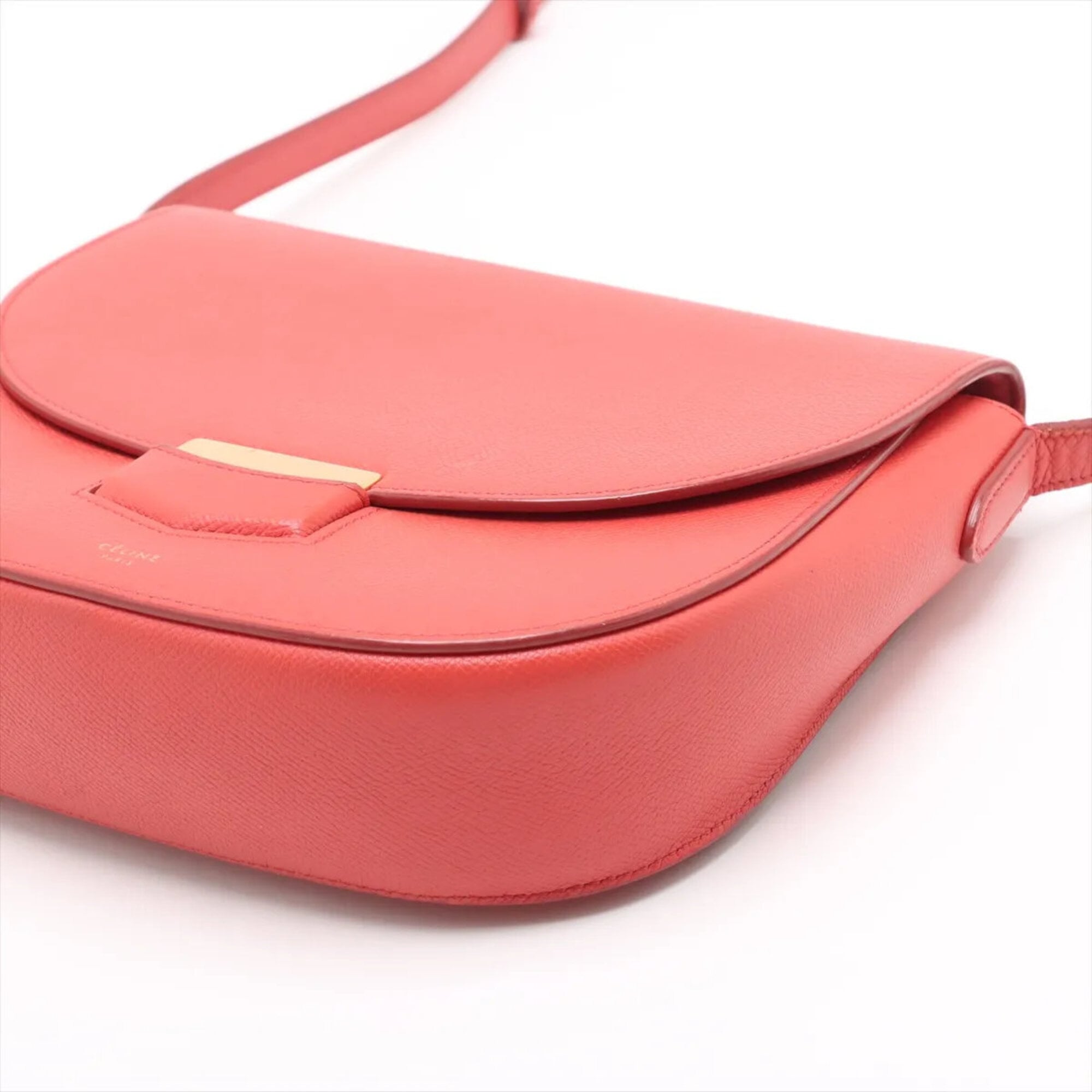 Celine Red Color Leather Crossbody Bag Handbag Shoulder Bag Tote Bag (Pre-Owned)